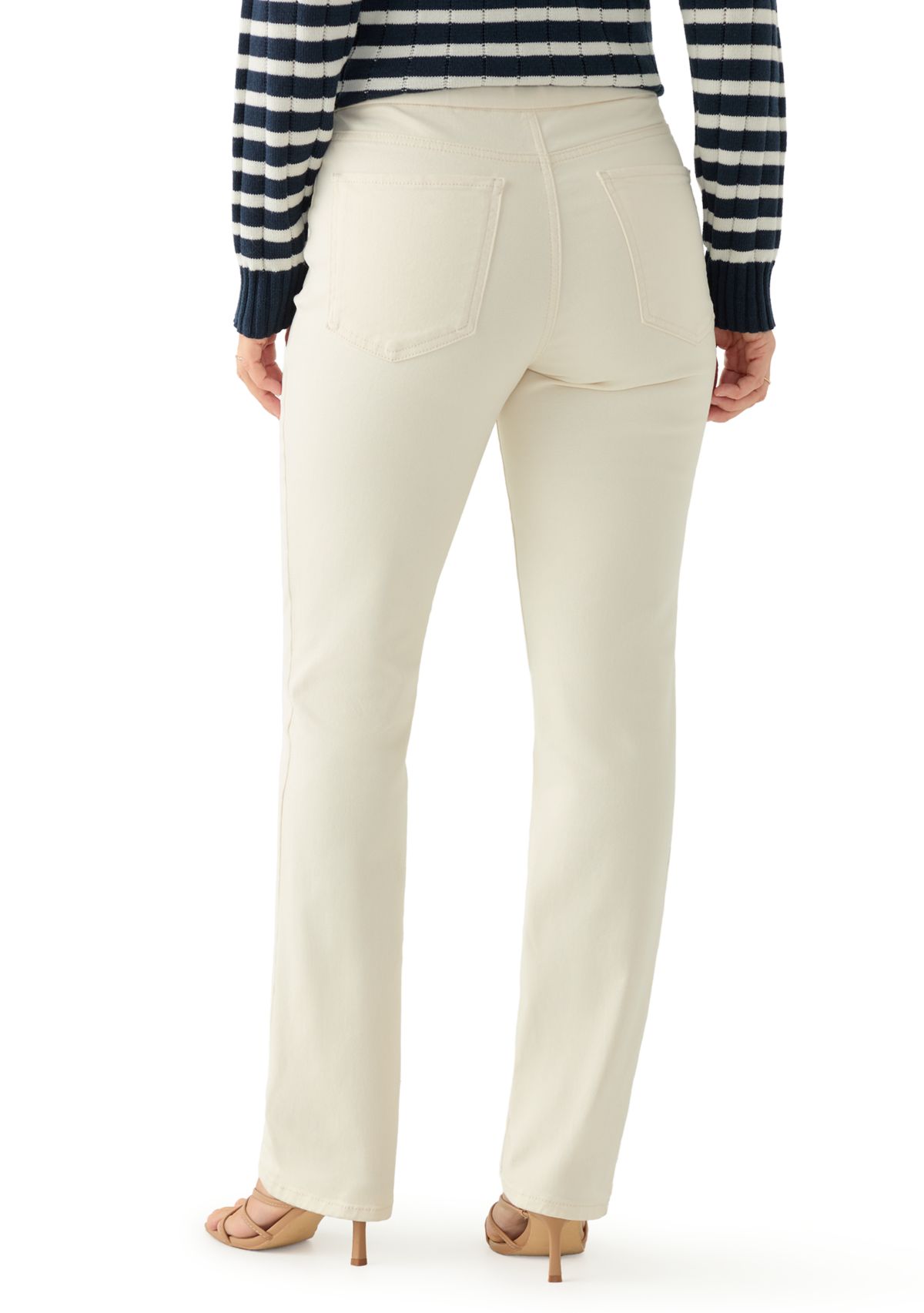 Womens Pull On Straight Leg Denim Jeans
