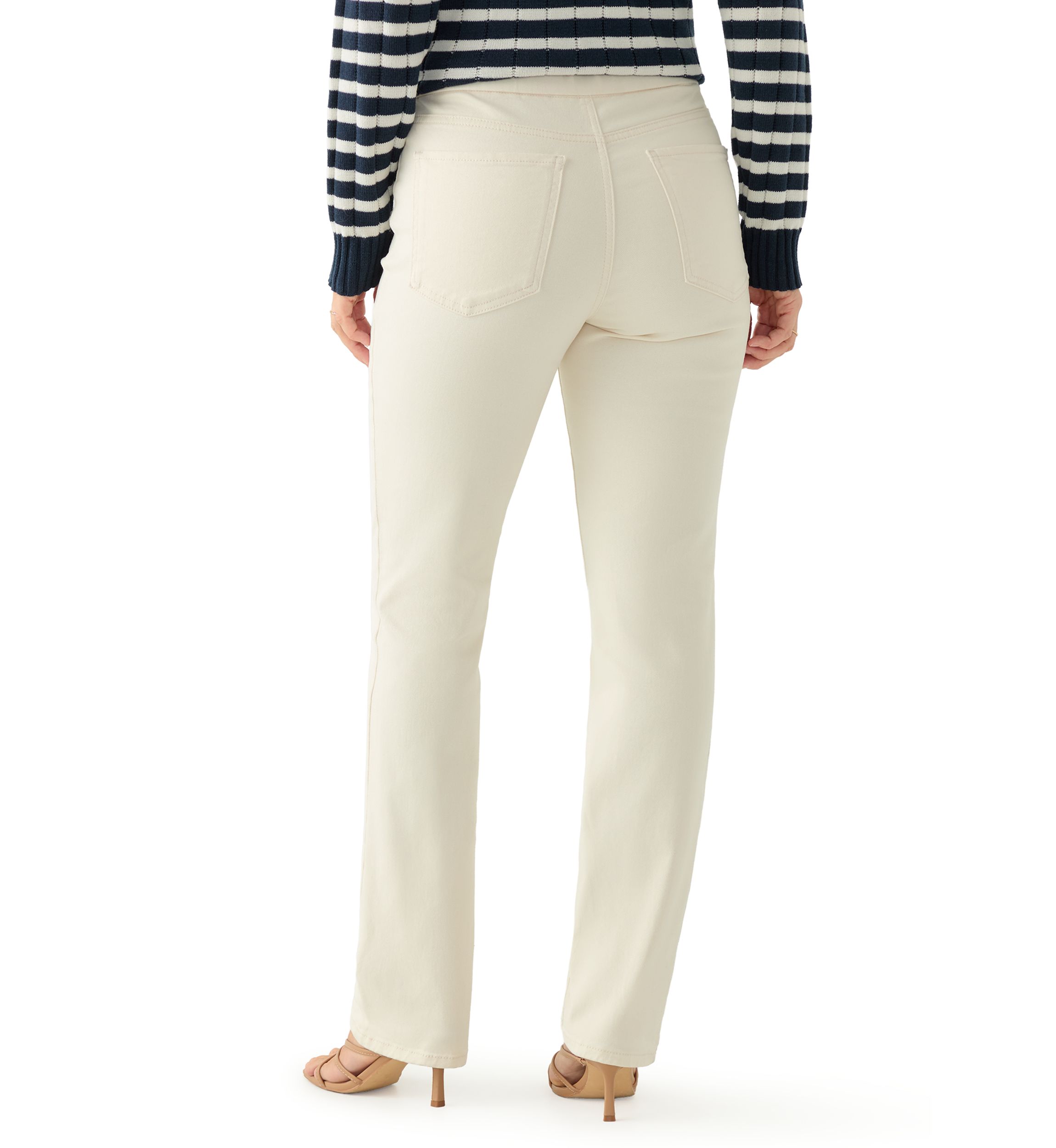 Womens Pull On Straight Leg Denim Jeans