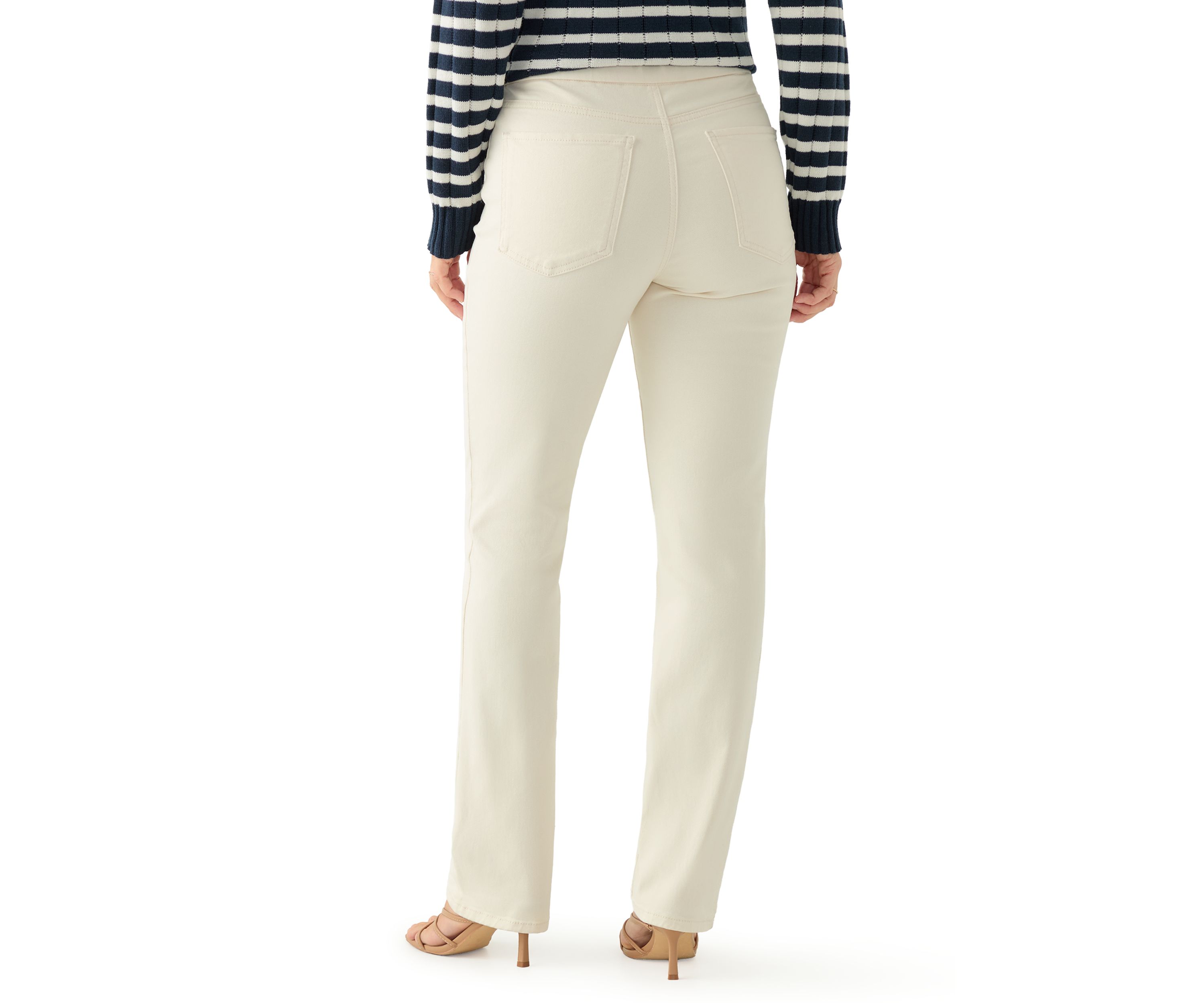 Womens Pull On Straight Leg Denim Jeans