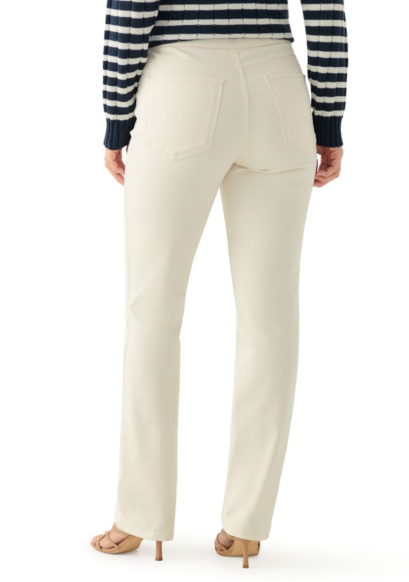 Womens Pull On Straight Leg Denim Jeans