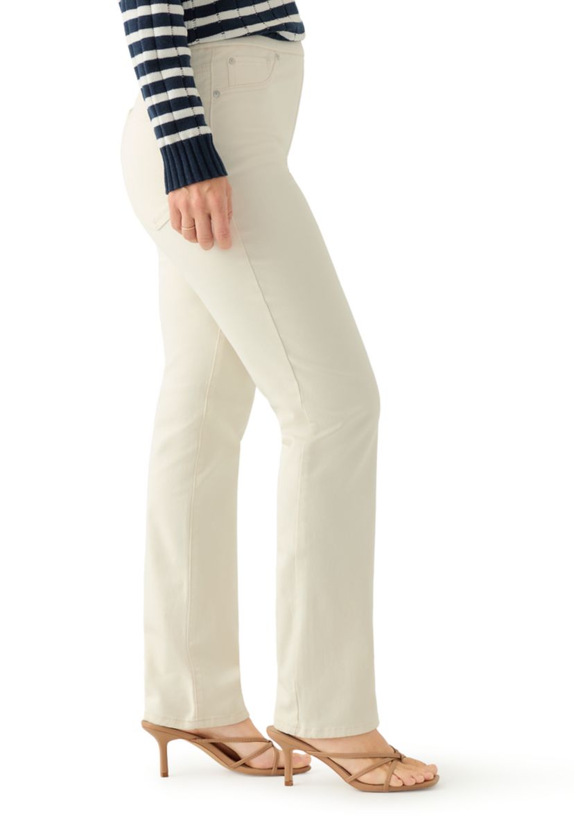 Womens Pull On Straight Leg Denim Jeans