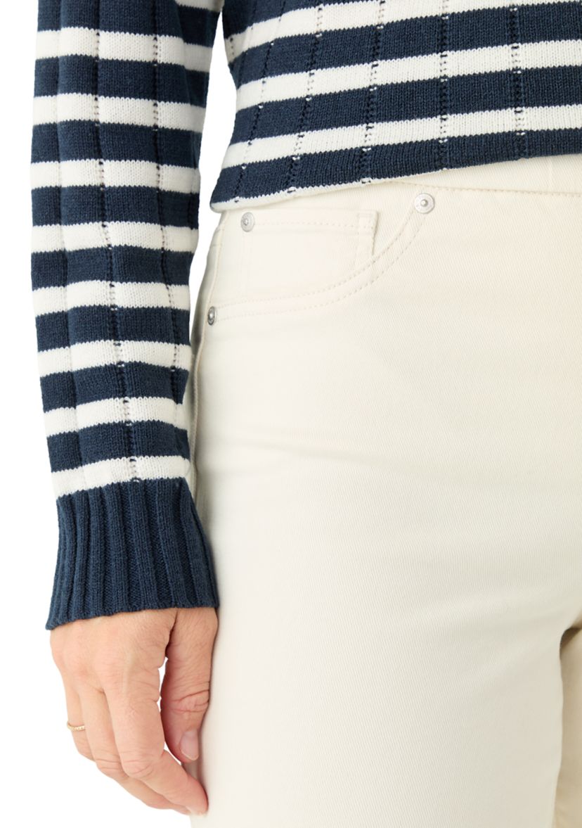 Womens Pull On Straight Leg Denim Jeans