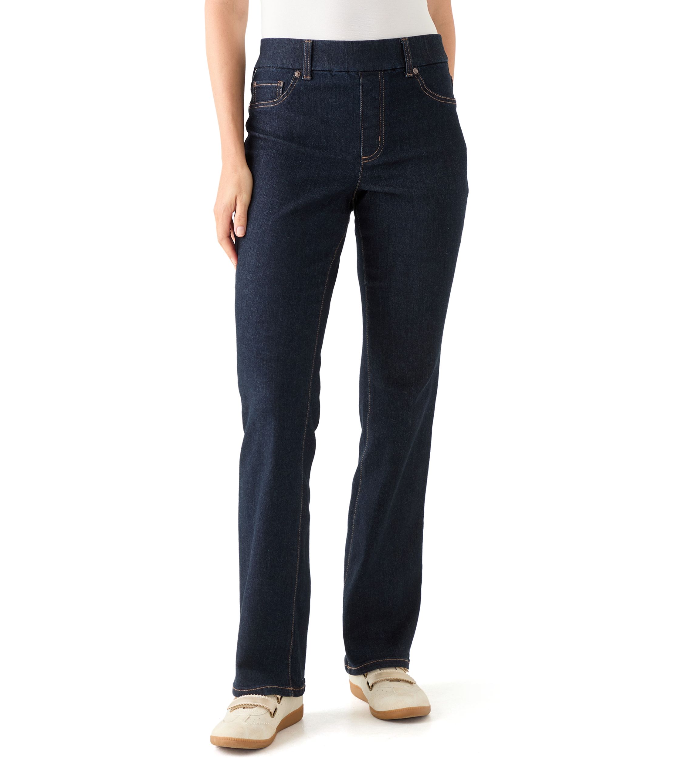 Womens Pull On Bootcut Denim Pants