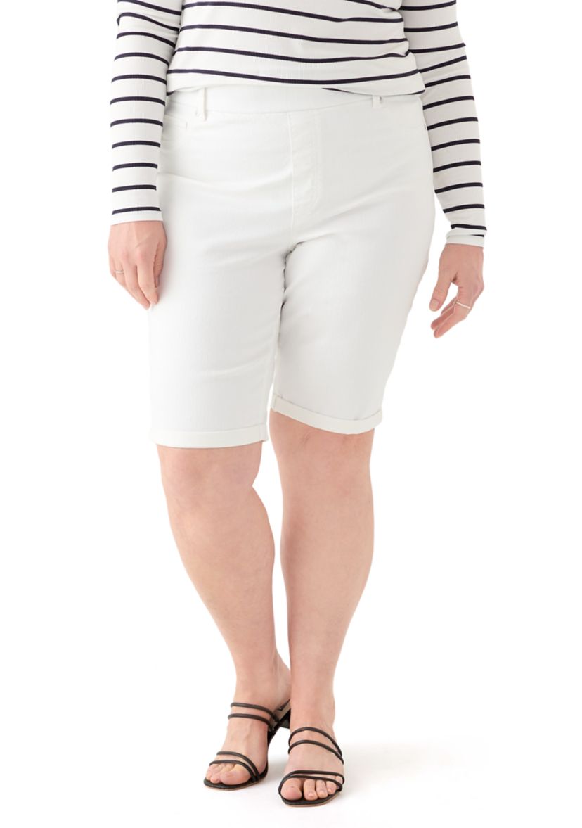 Plus Size Denim Bermuda Shorts