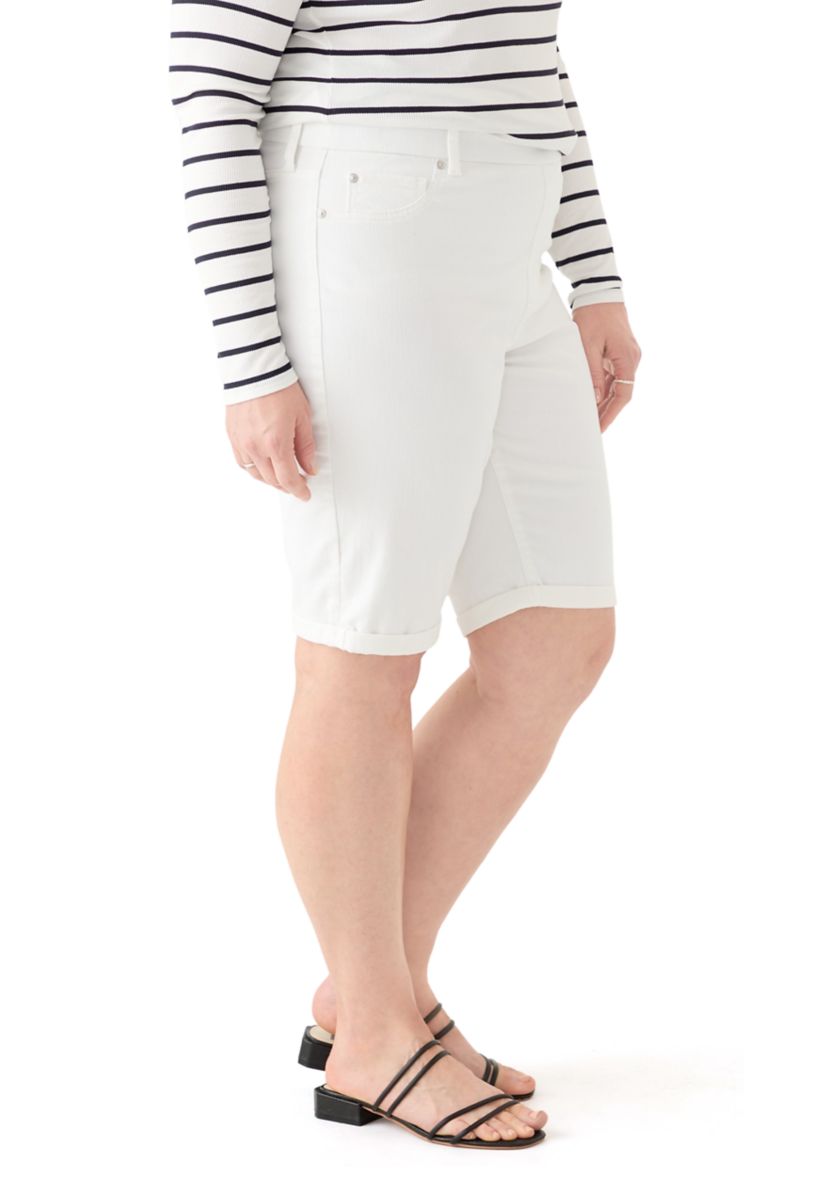 Plus Size Denim Bermuda Shorts