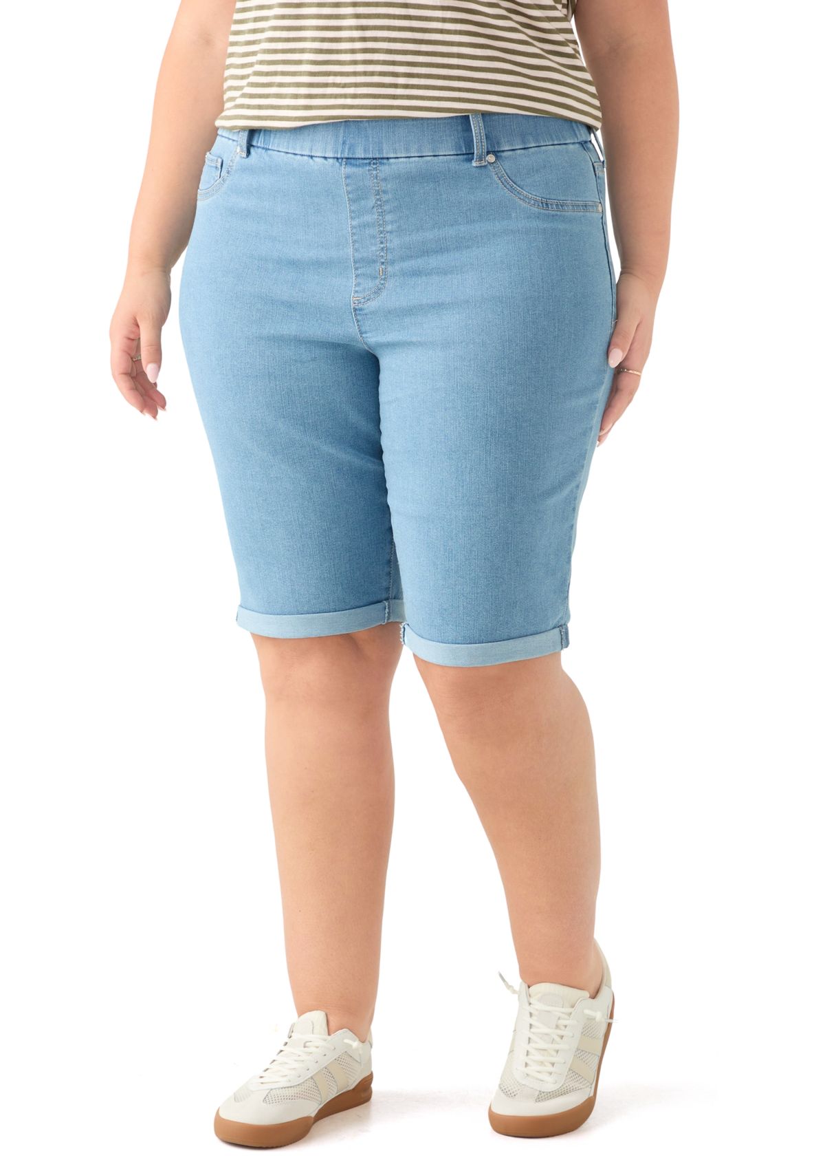 Plus Size Denim Bermuda Shorts