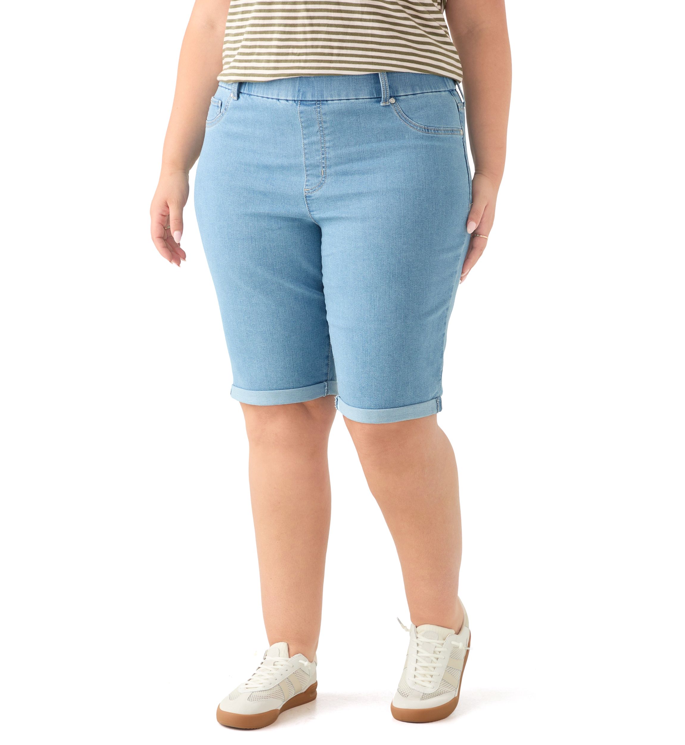 Plus Size Denim Bermuda Shorts