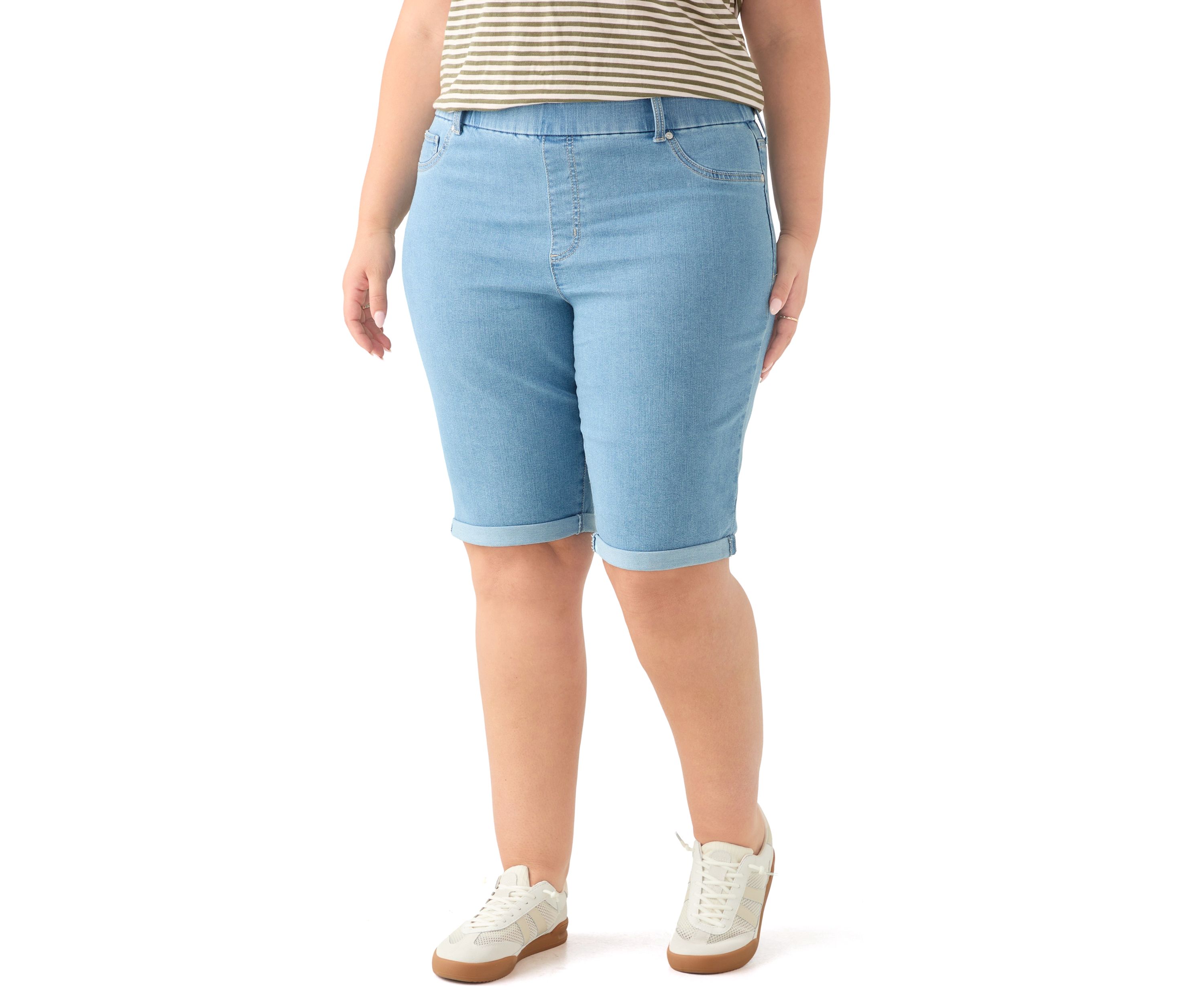 Plus Size Denim Bermuda Shorts