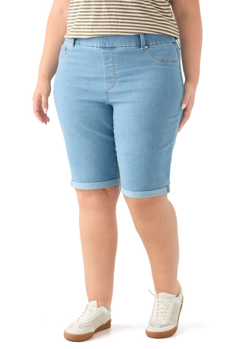 Plus Size Denim Bermuda Shorts