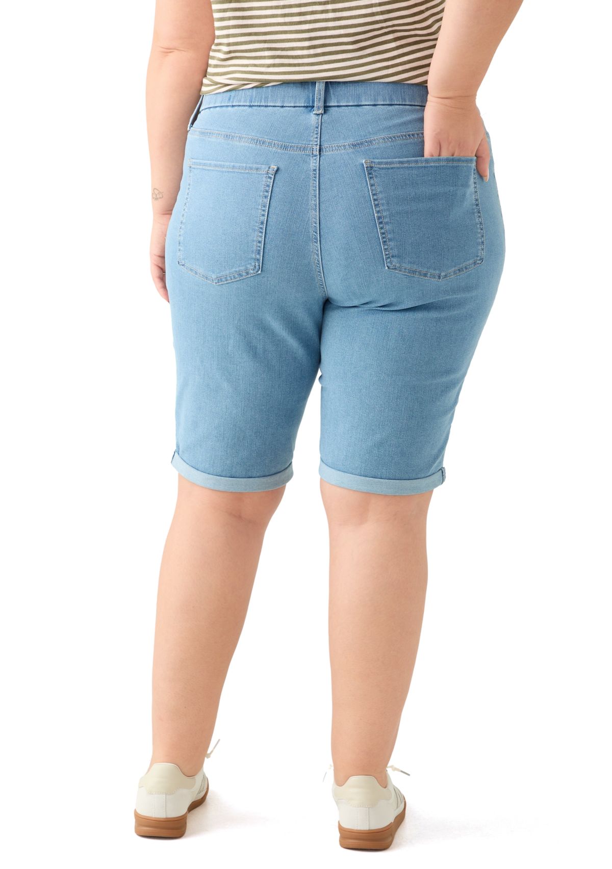 Plus Size Denim Bermuda Shorts