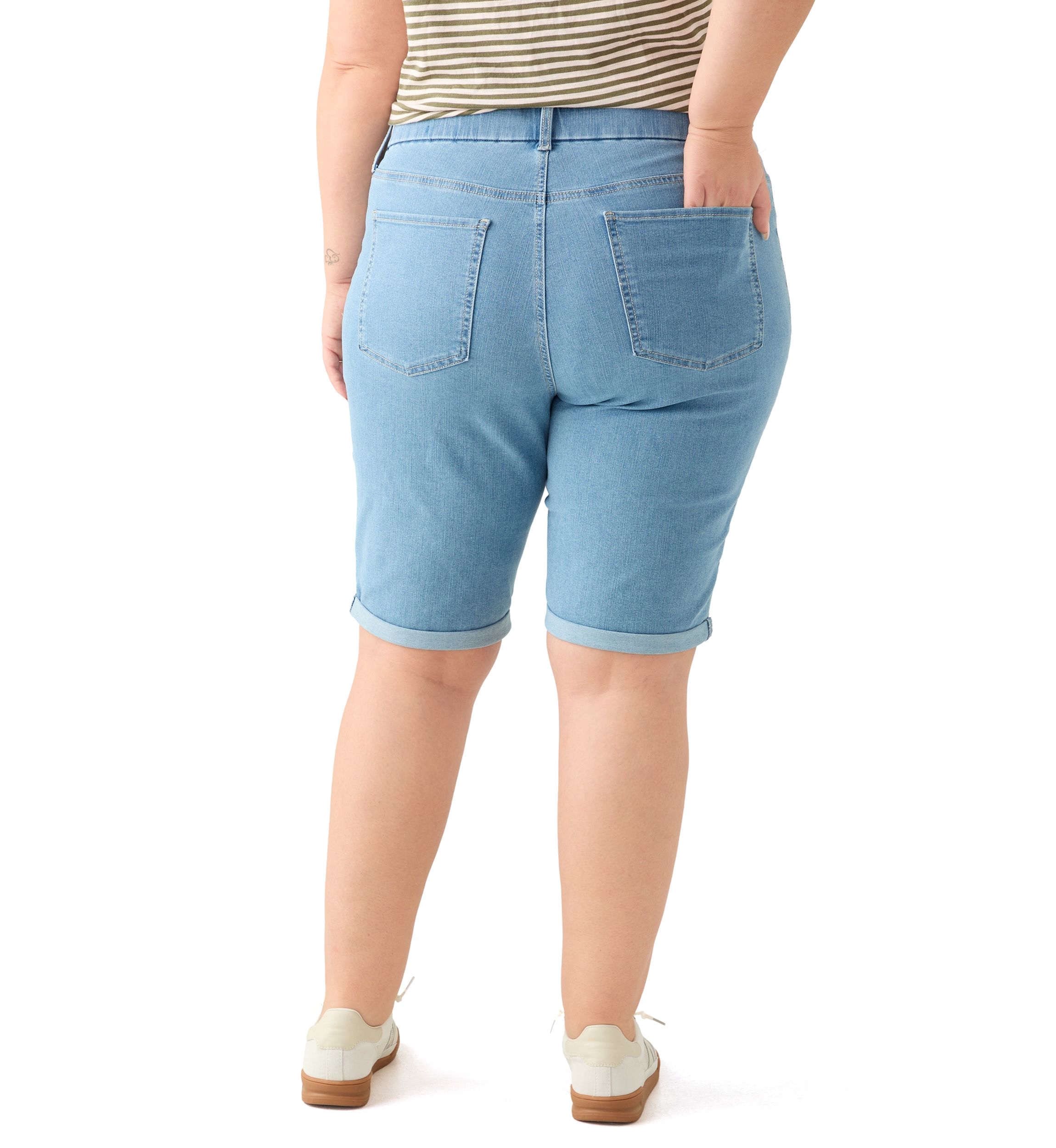 Plus Size Denim Bermuda Shorts