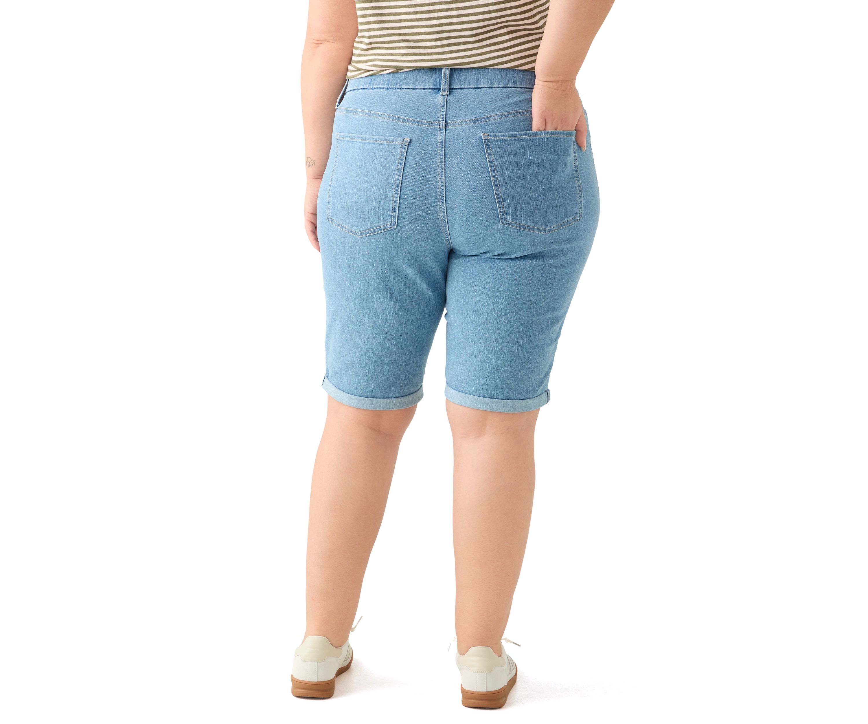 Plus Size Denim Bermuda Shorts