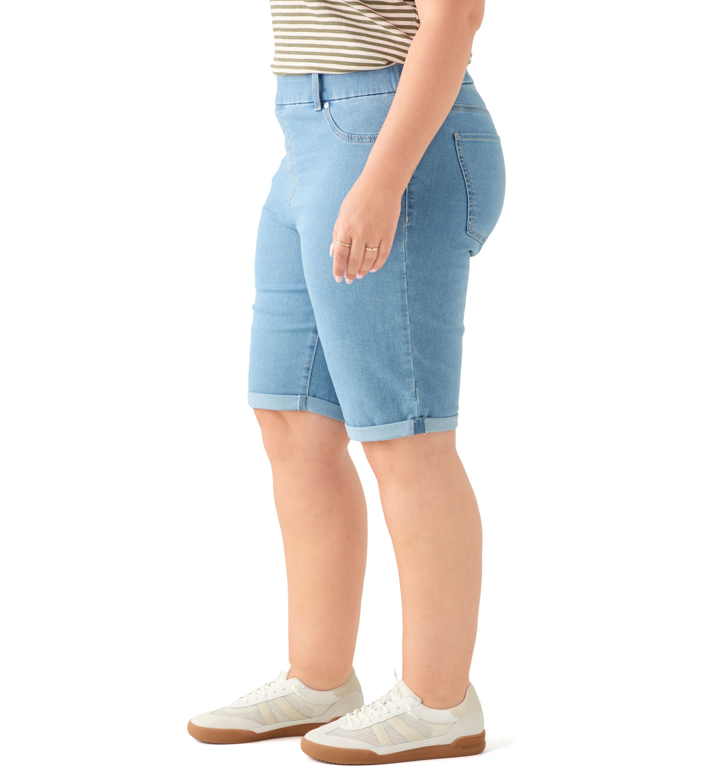 Plus Size Denim Bermuda Shorts