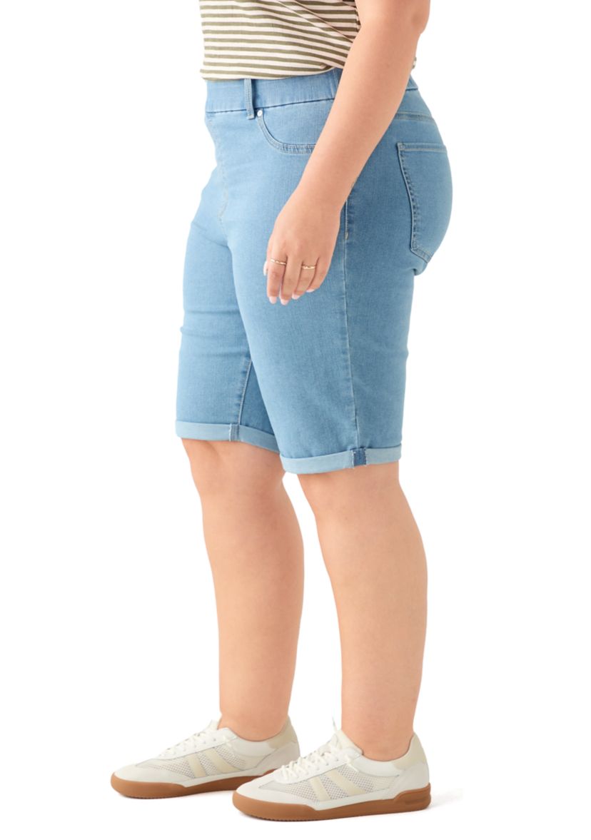 Plus Size Denim Bermuda Shorts