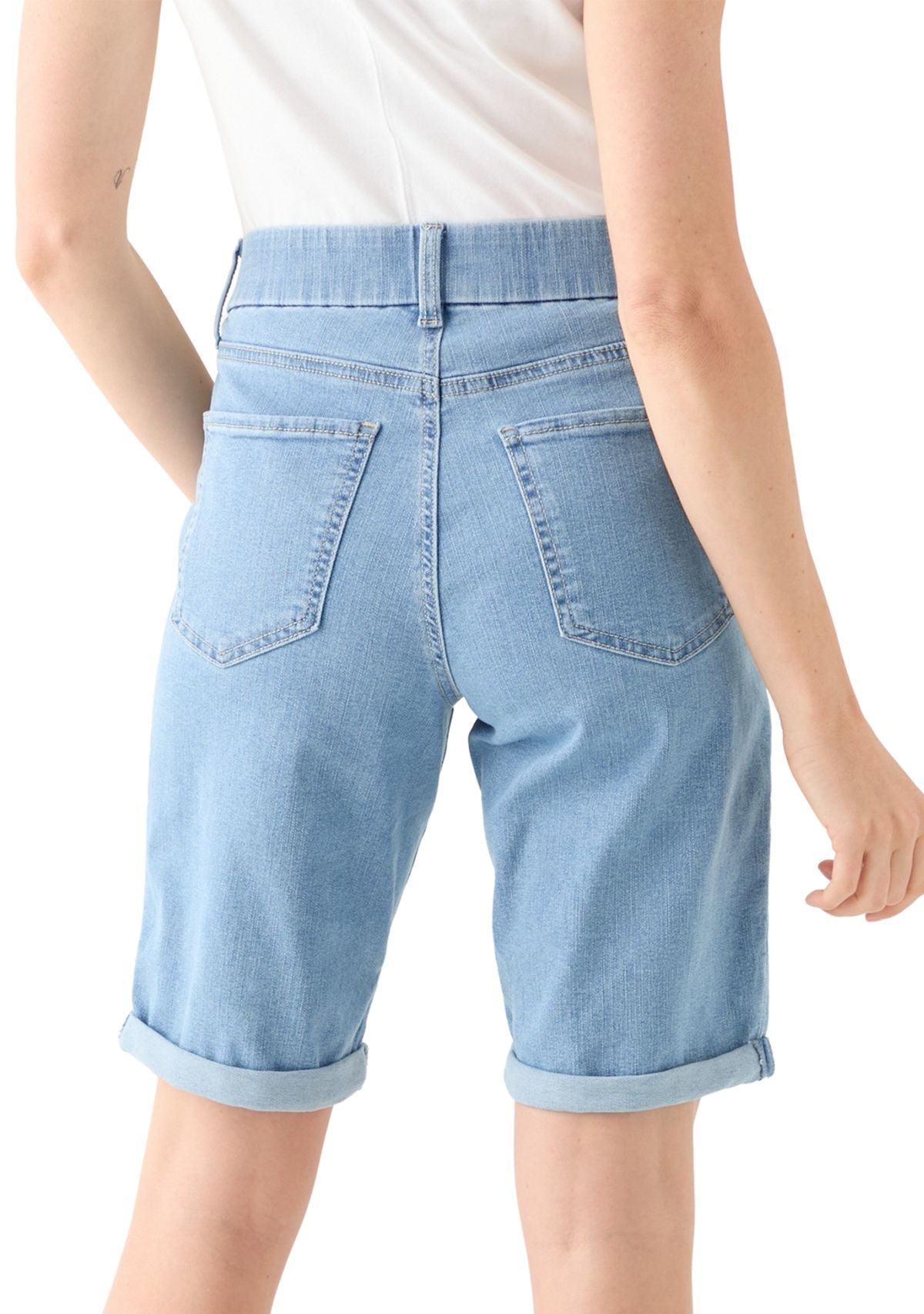 Petite Pull On Denim Bermuda Shorts