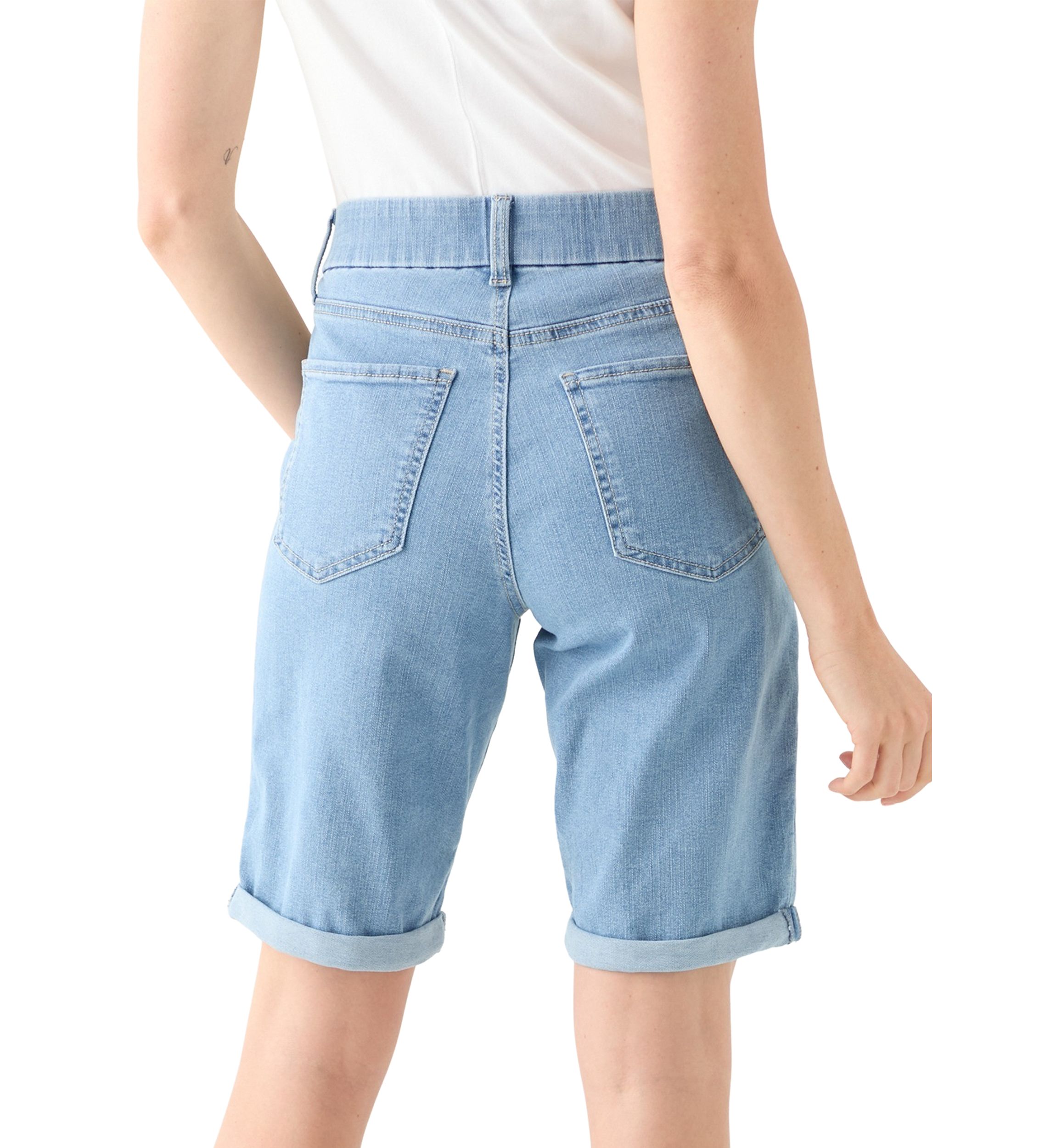 Petite Pull On Denim Bermuda Shorts