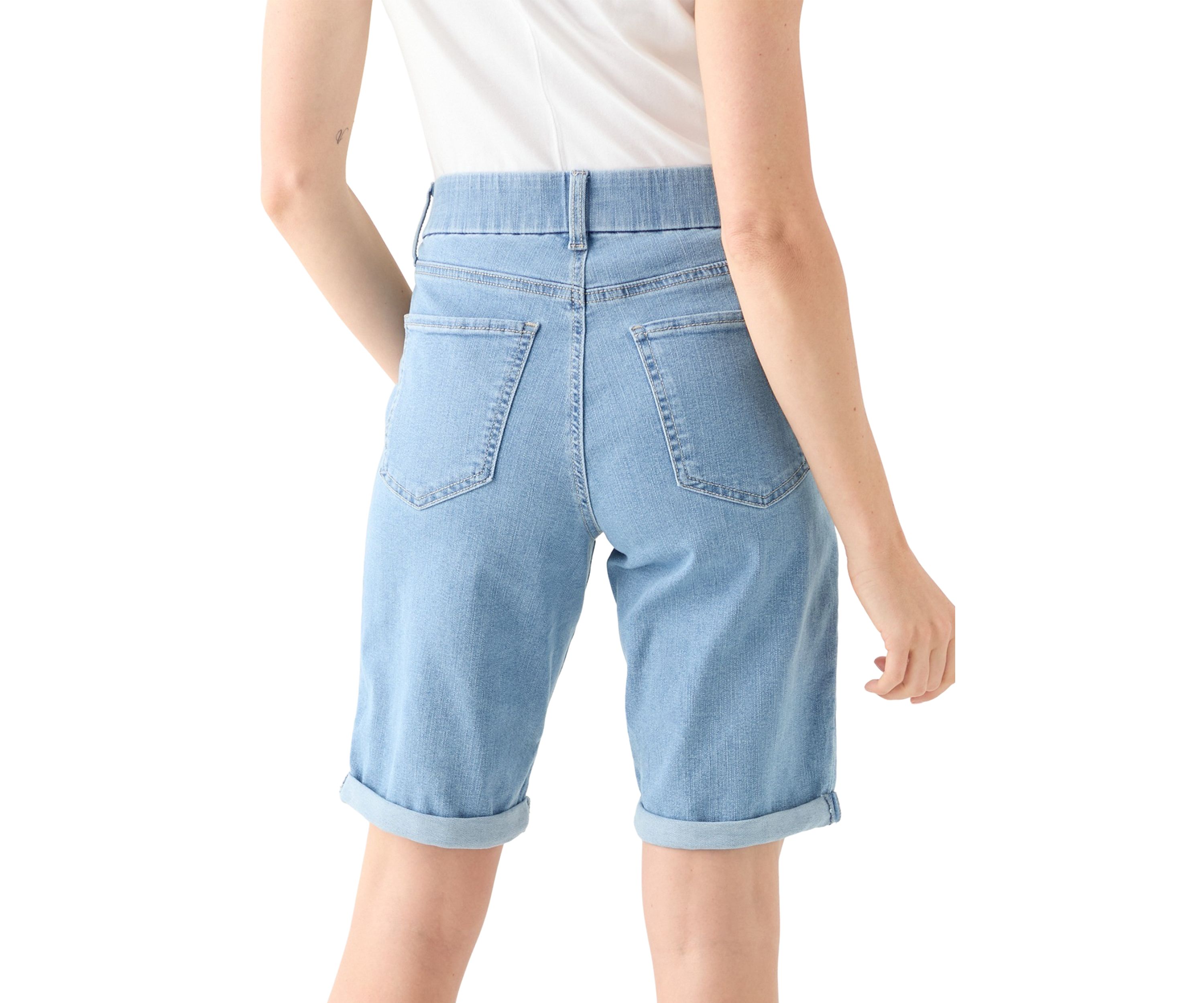 Petite Pull On Denim Bermuda Shorts