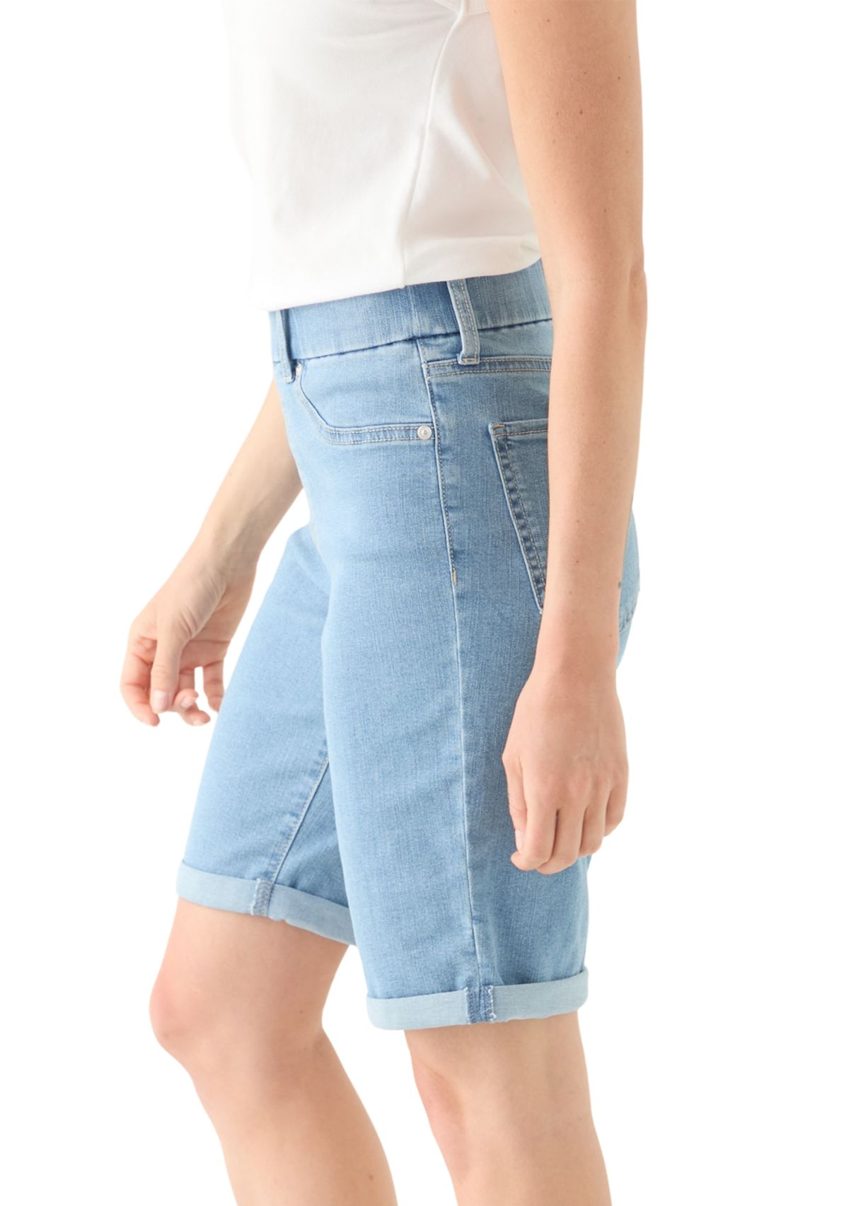 Petite Pull On Denim Bermuda Shorts