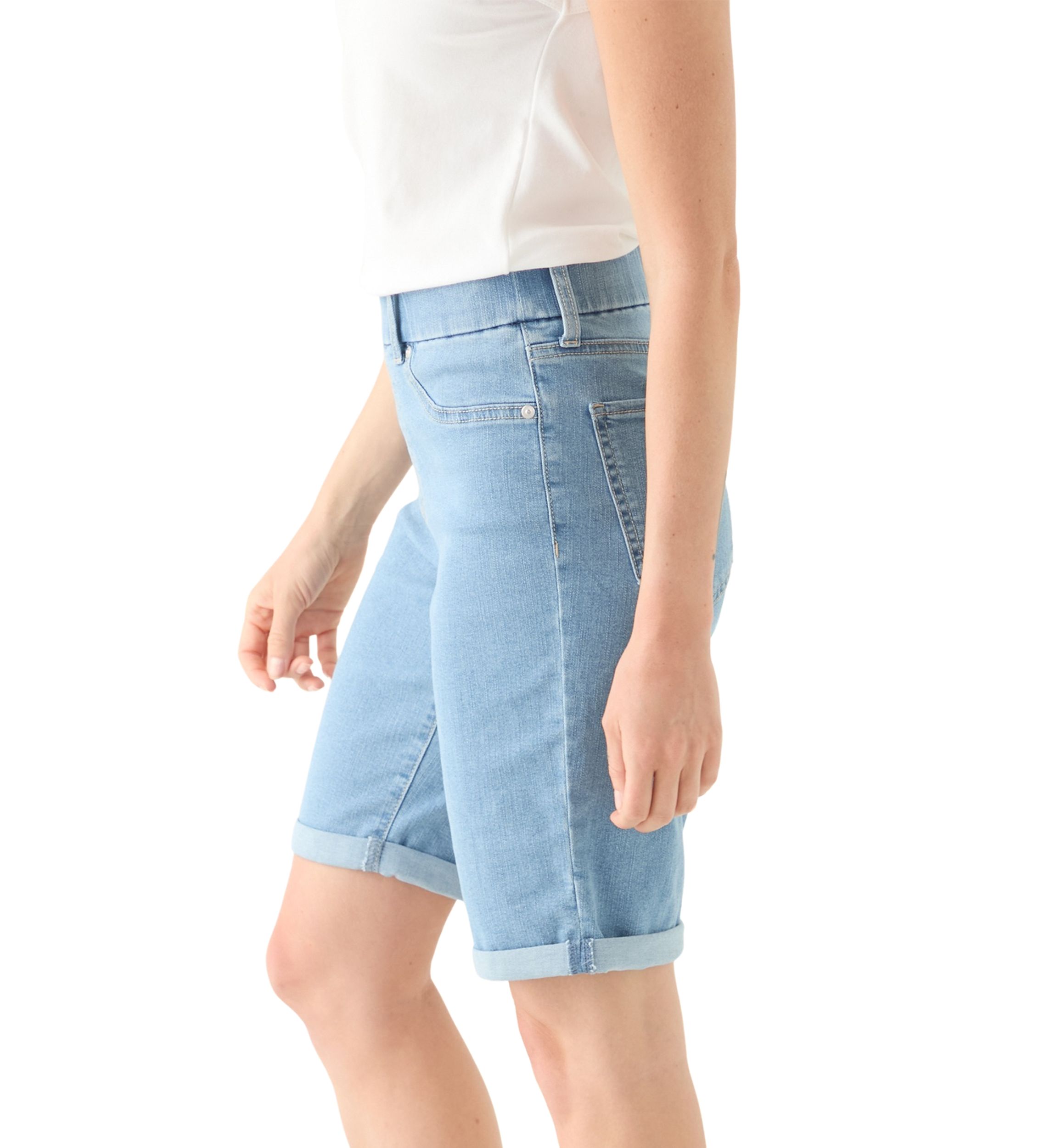 Petite Pull On Denim Bermuda Shorts