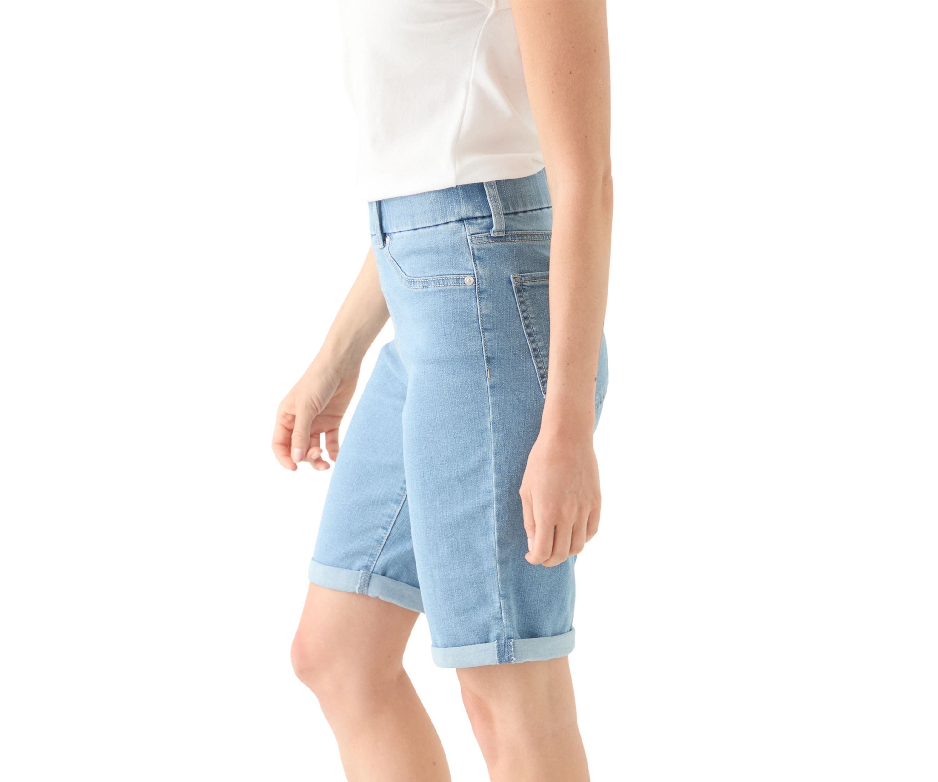 Petite Pull On Denim Bermuda Shorts