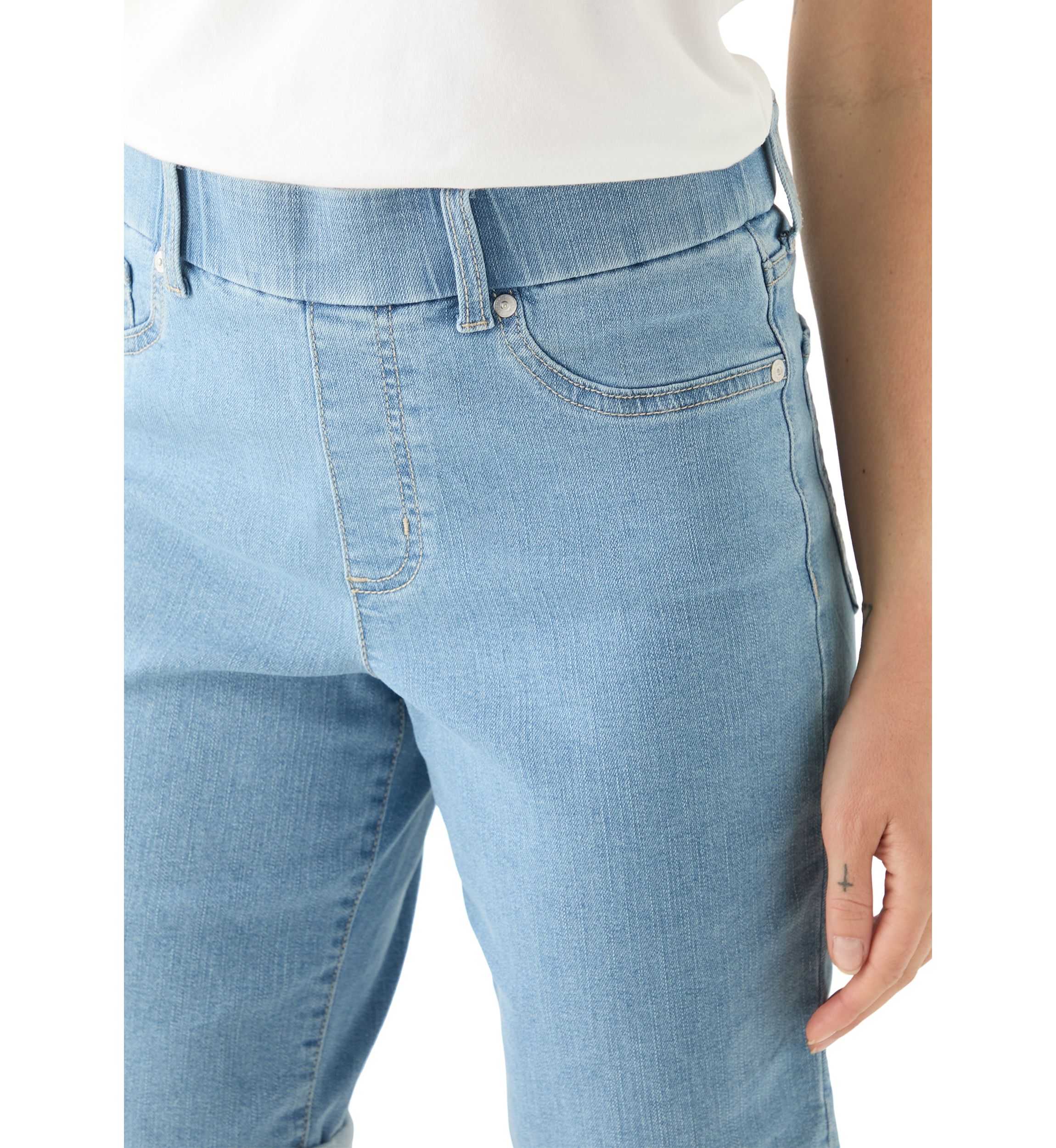 Petite Pull On Denim Bermuda Shorts