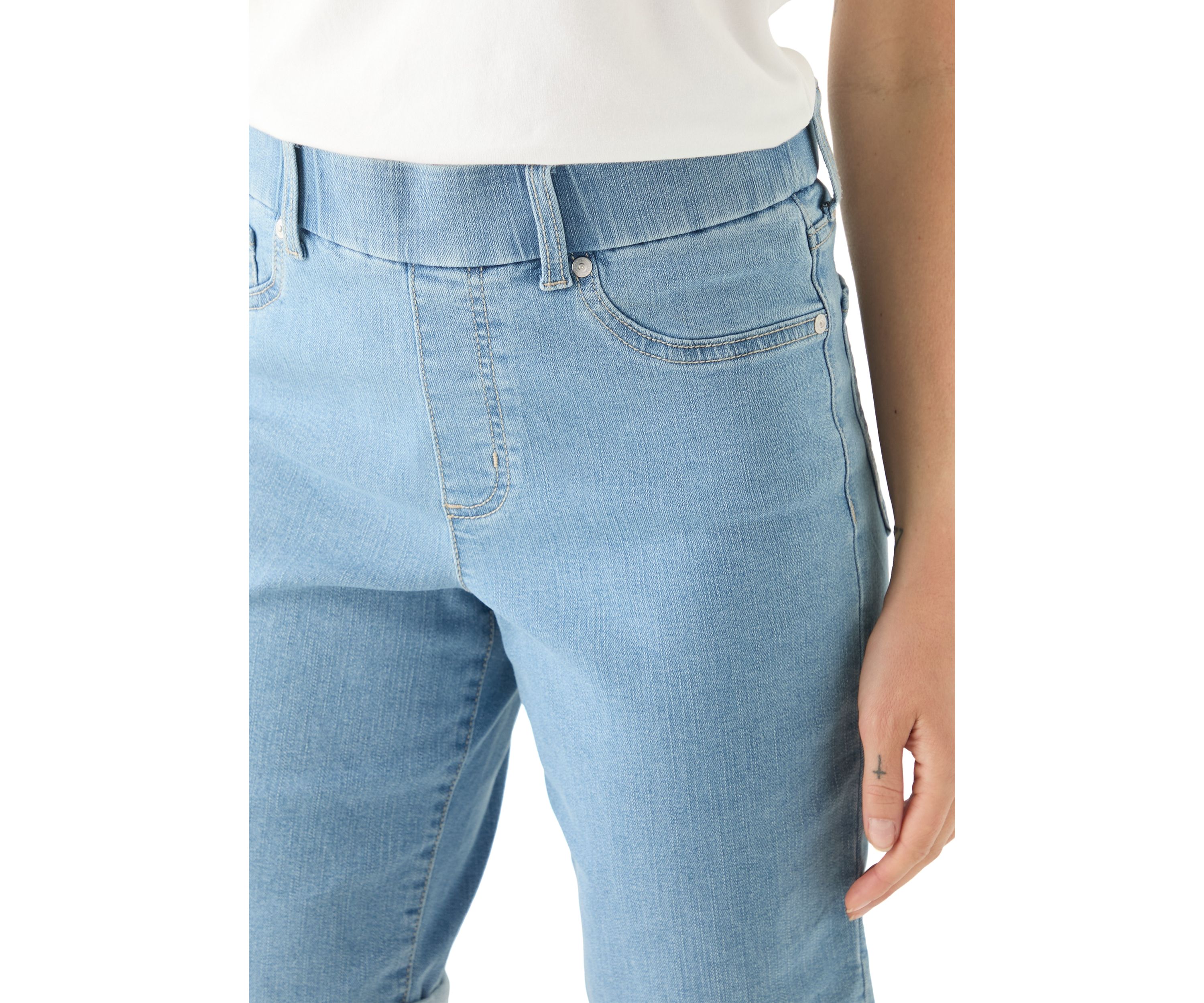 Petite Pull On Denim Bermuda Shorts