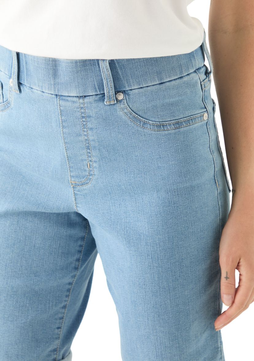 Petite Pull On Denim Bermuda Shorts