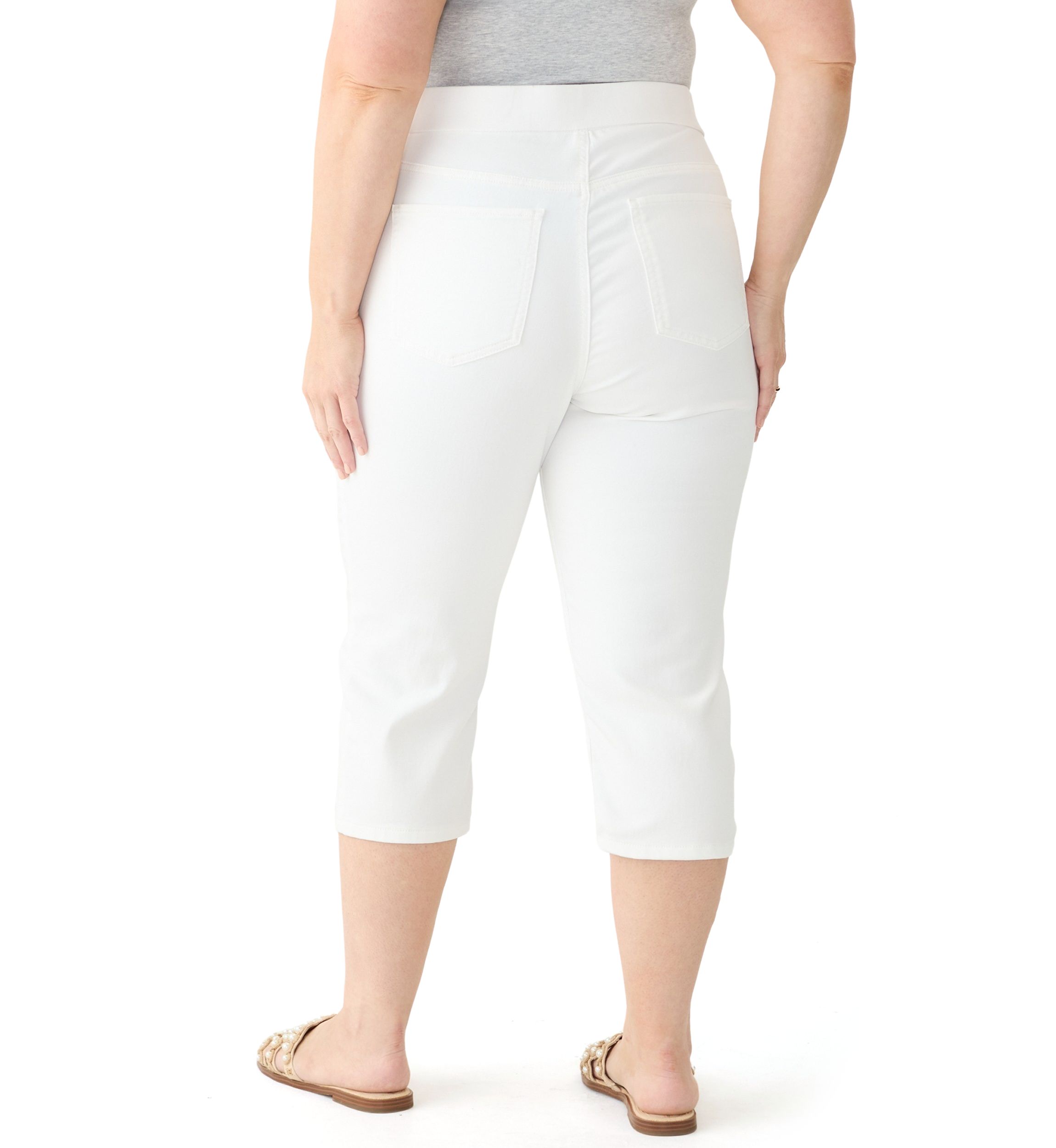 Plus Size Knit Denim Capri Pants