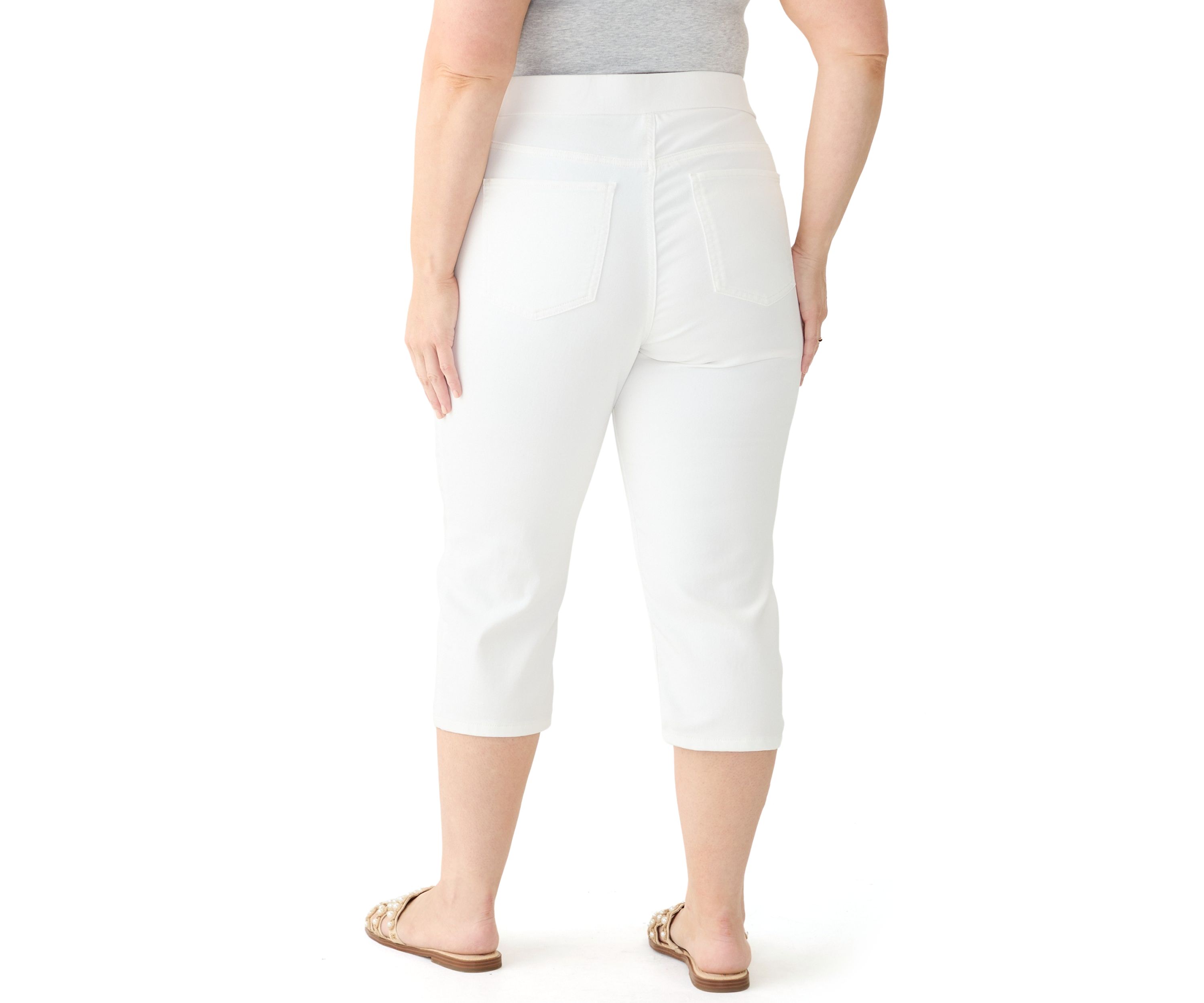 Plus Size Knit Denim Capri Pants