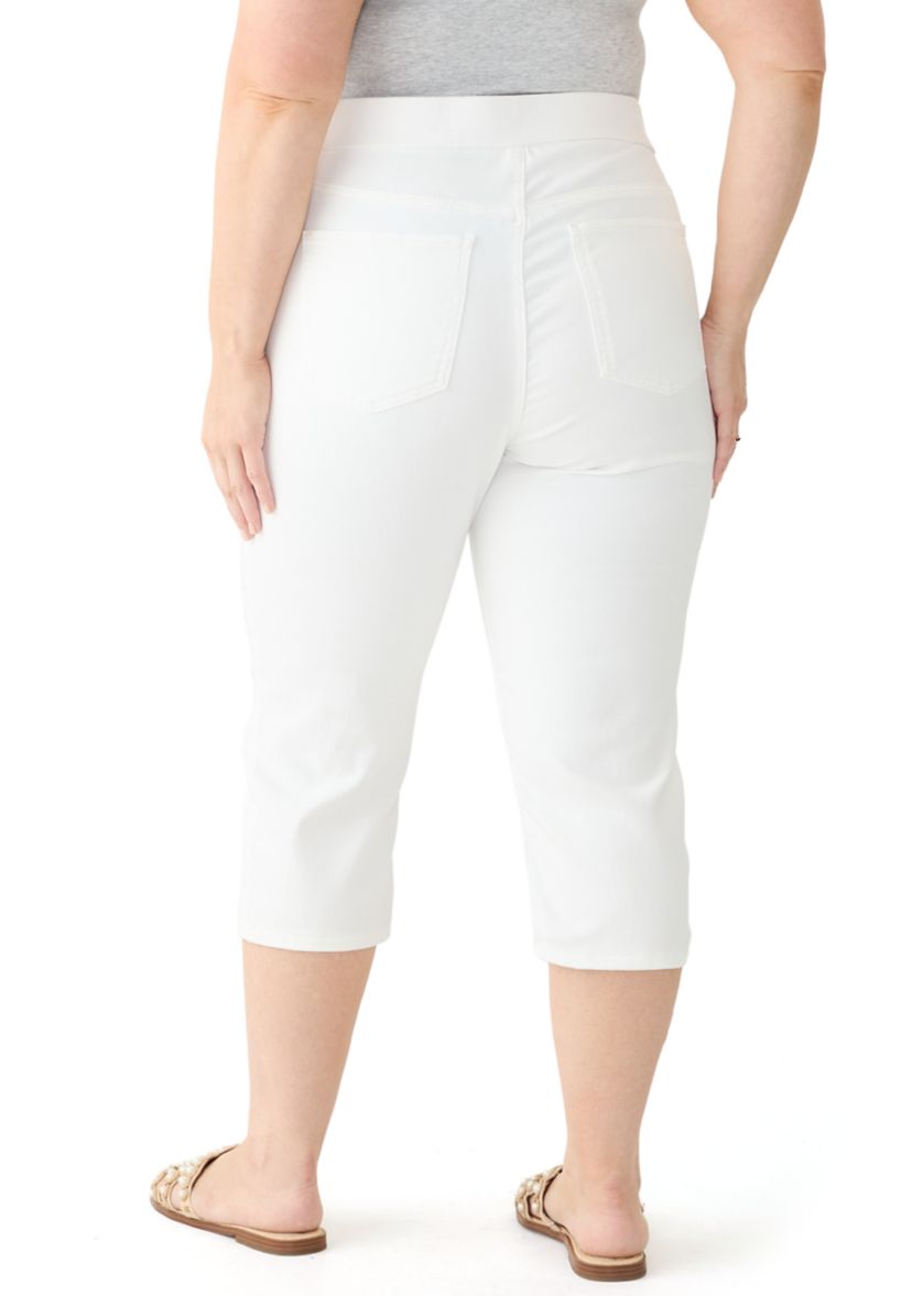 Plus Size Knit Denim Capri Pants