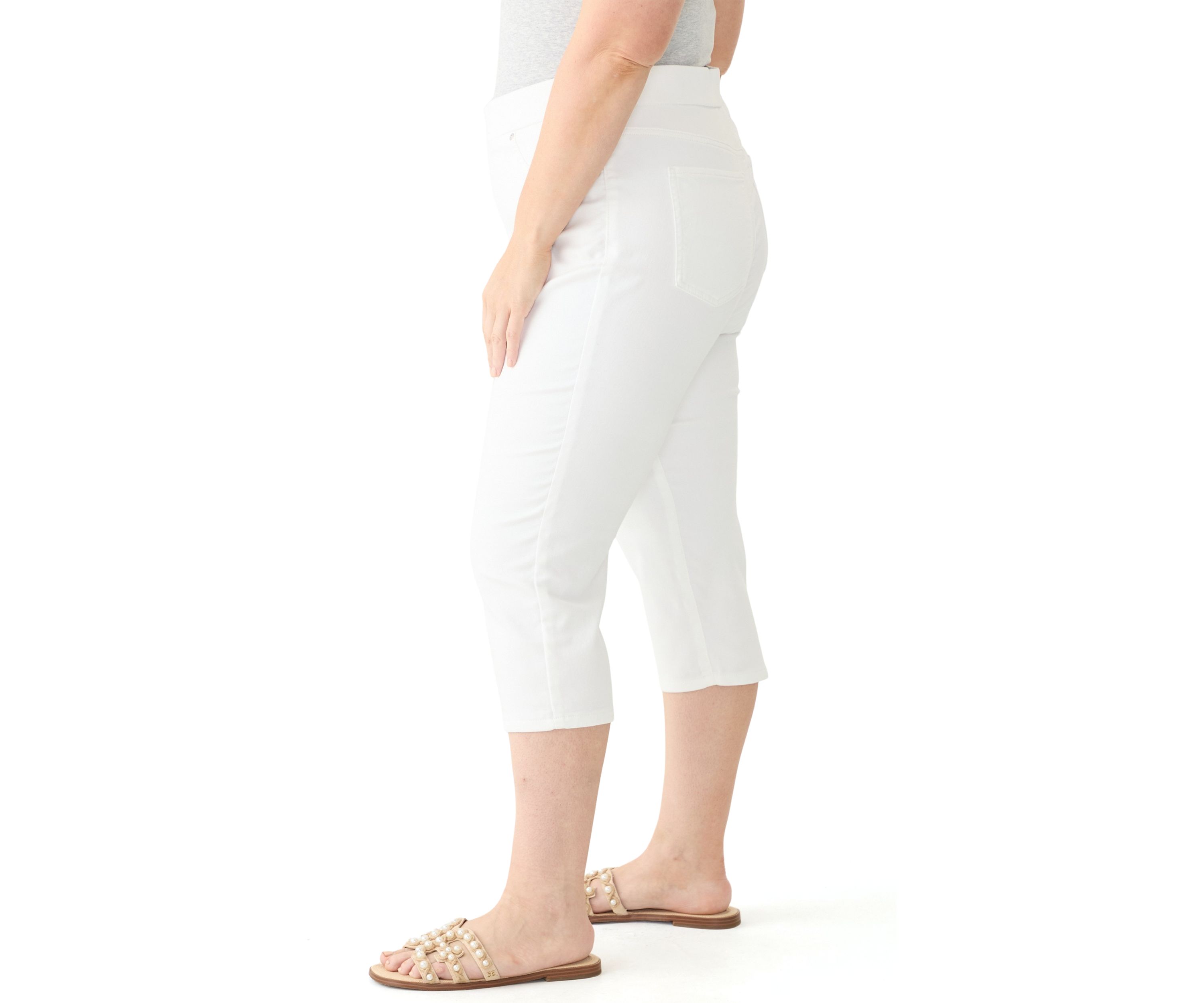 Plus Size Knit Denim Capri Pants