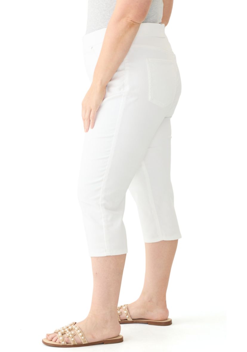 Plus Size Knit Denim Capri Pants