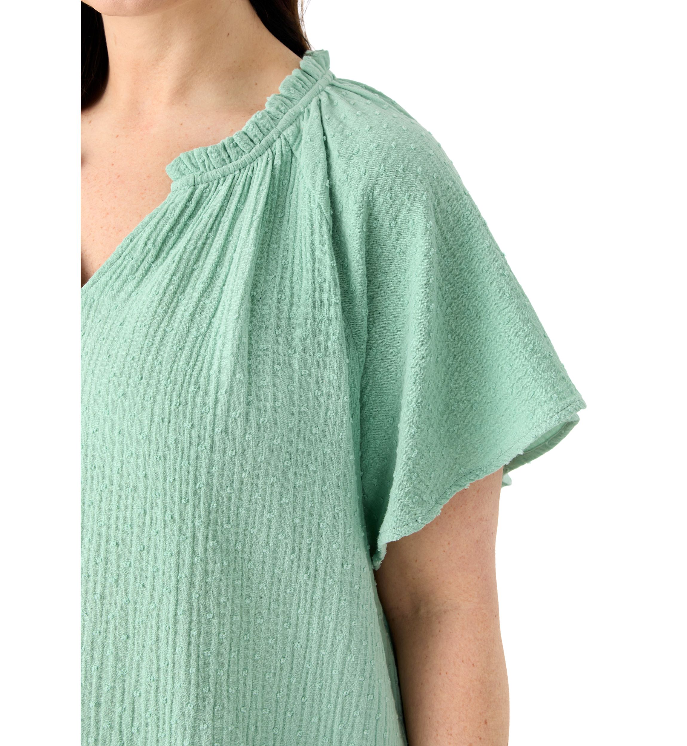Plus Size Gauze Flutter Sleeve Woven Top