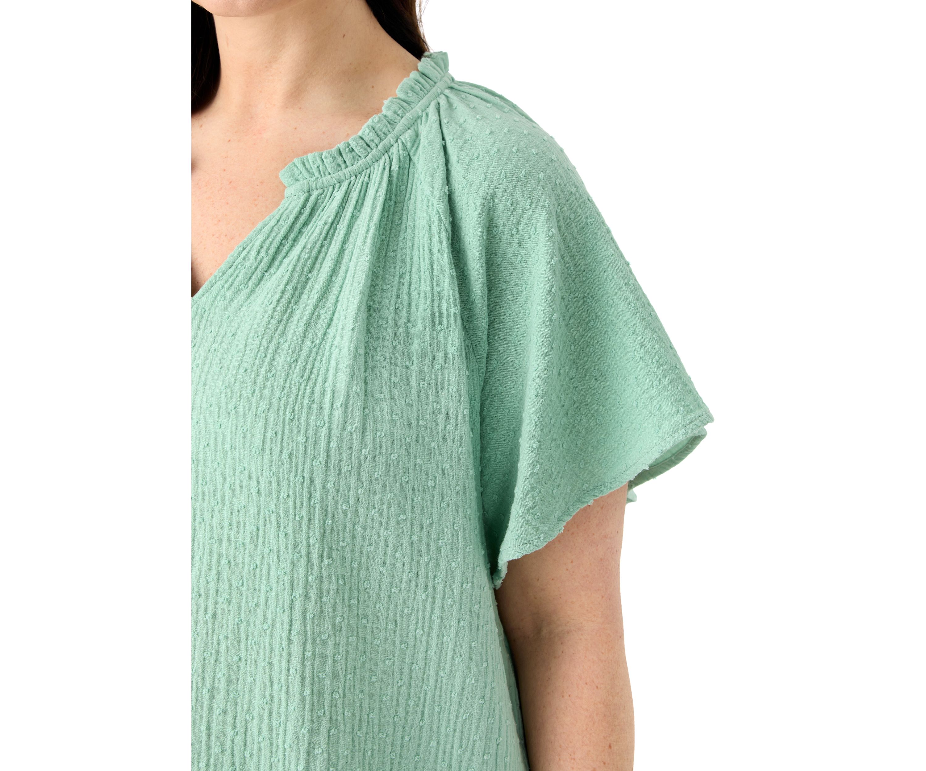 Plus Size Gauze Flutter Sleeve Woven Top