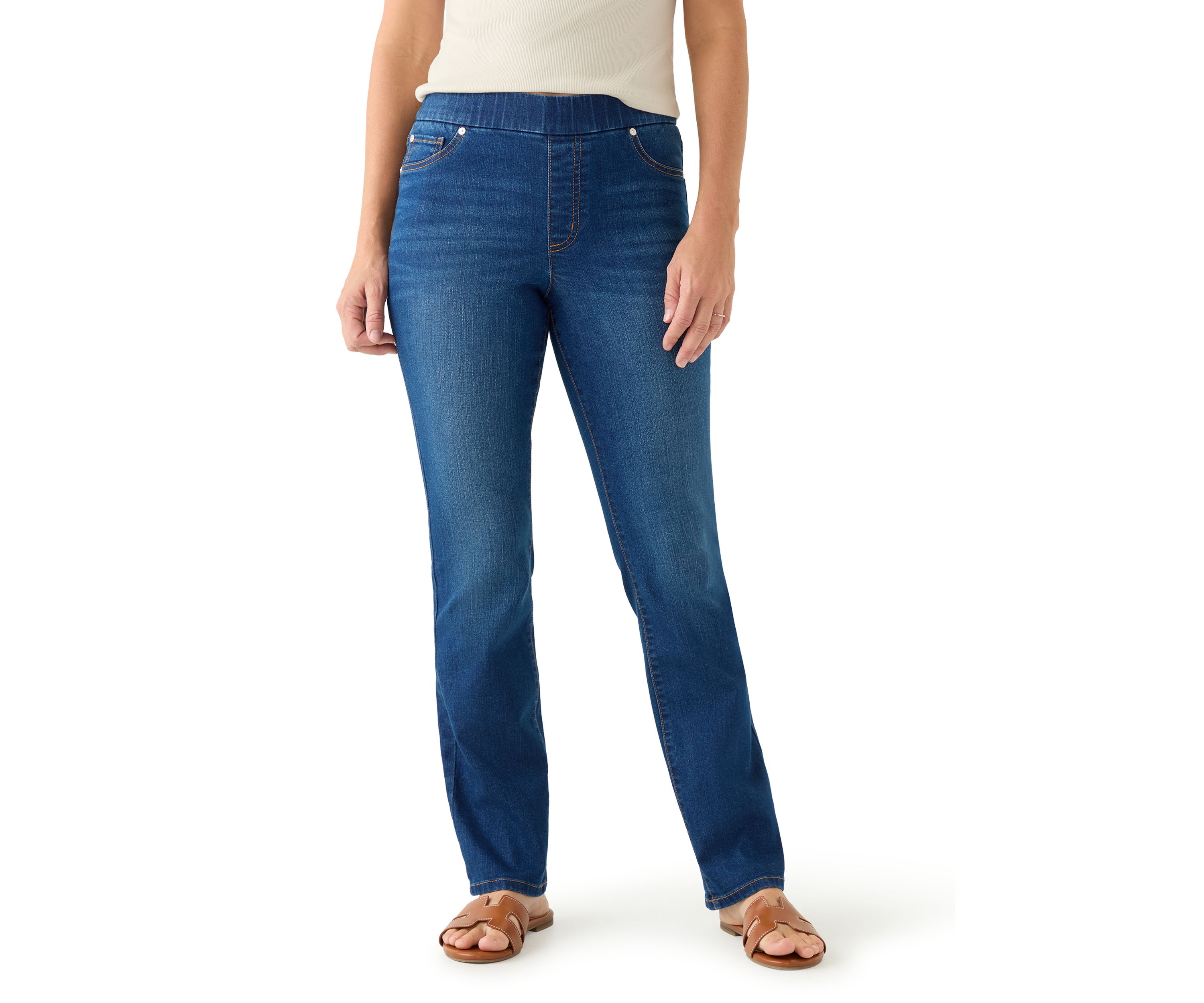 Womens Pull On Straight Leg Jeans