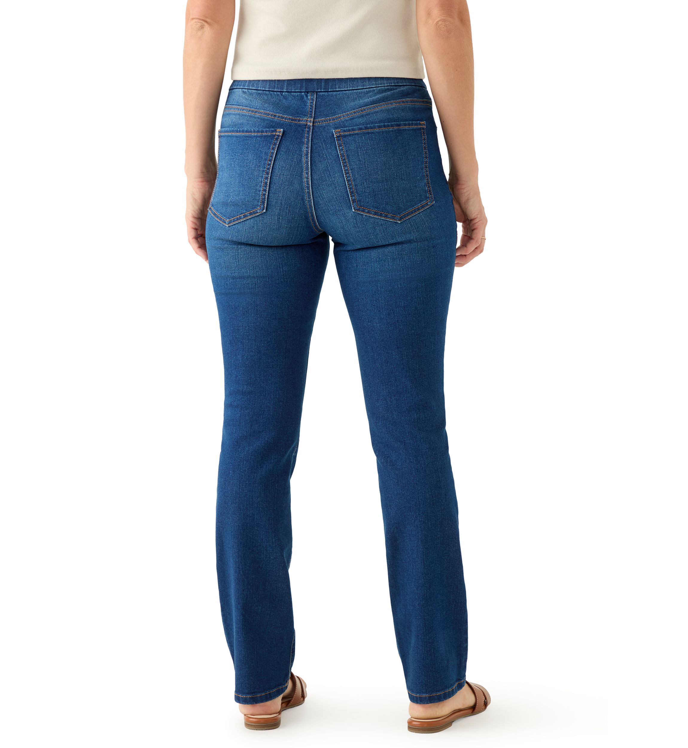 Womens Pull On Straight Leg Jeans