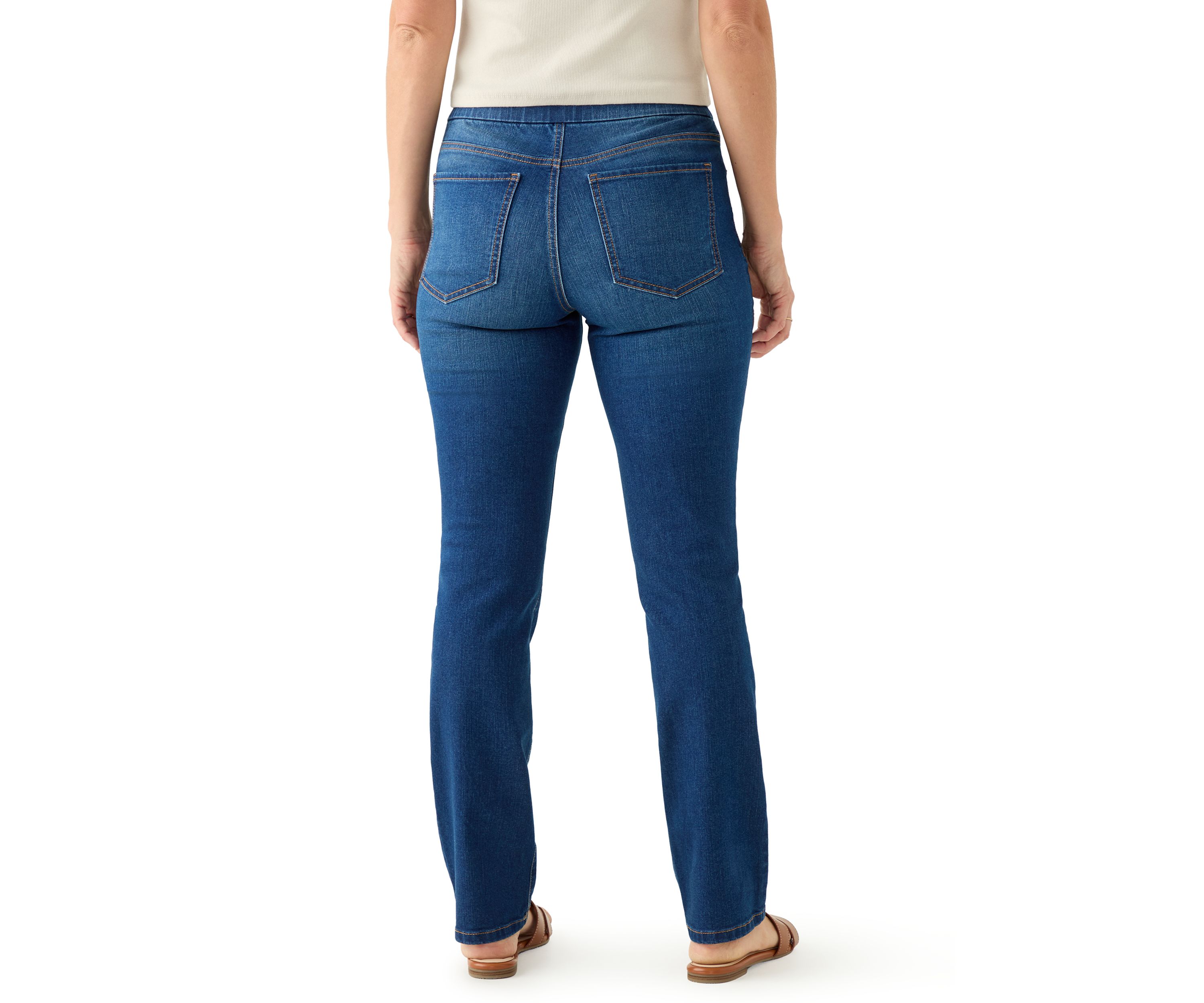 Womens Pull On Straight Leg Jeans