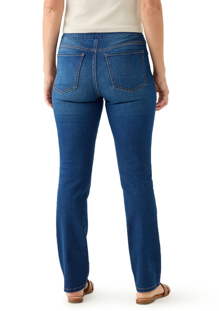 Womens Pull On Straight Leg Jeans