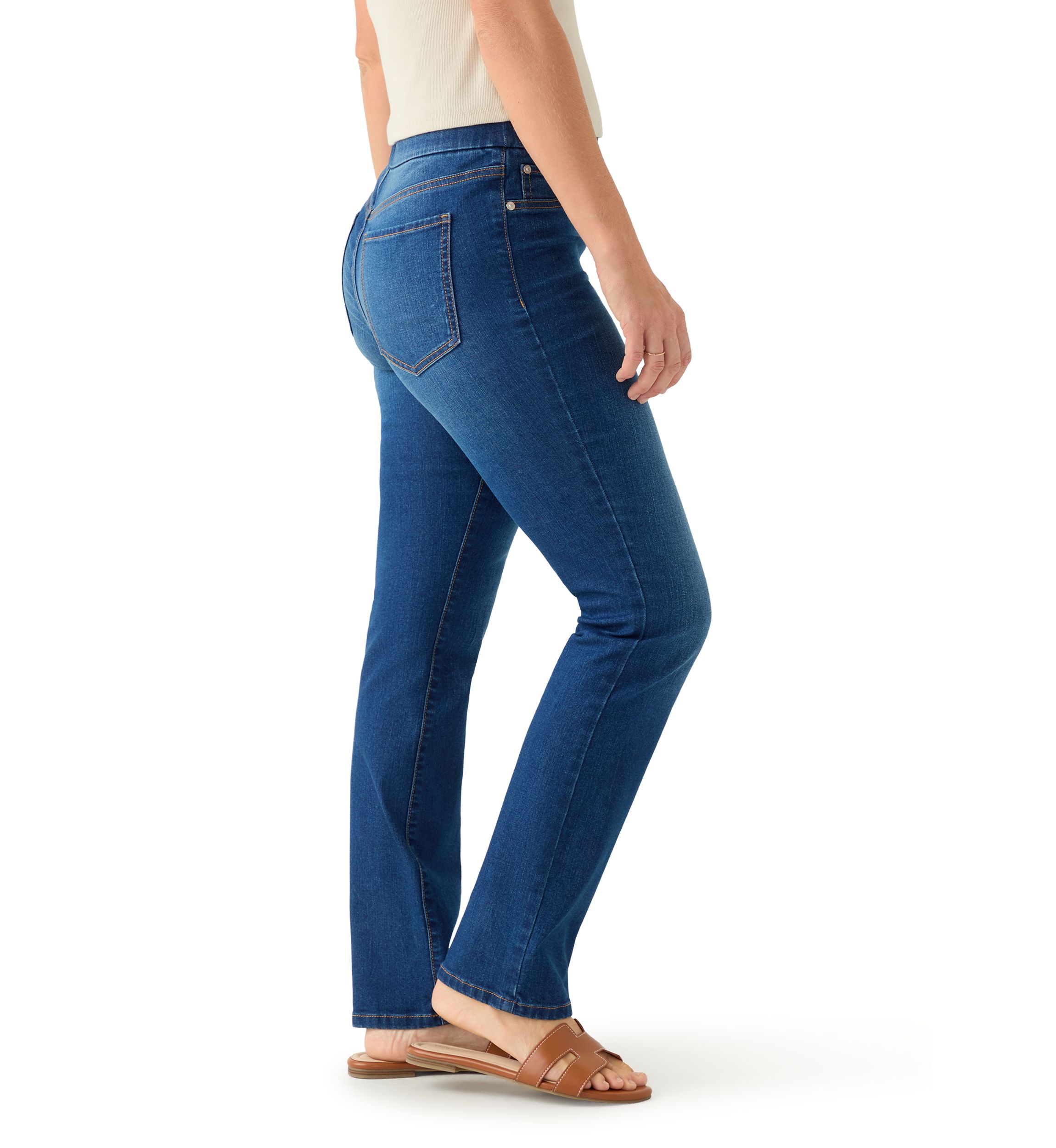 Womens Pull On Straight Leg Jeans