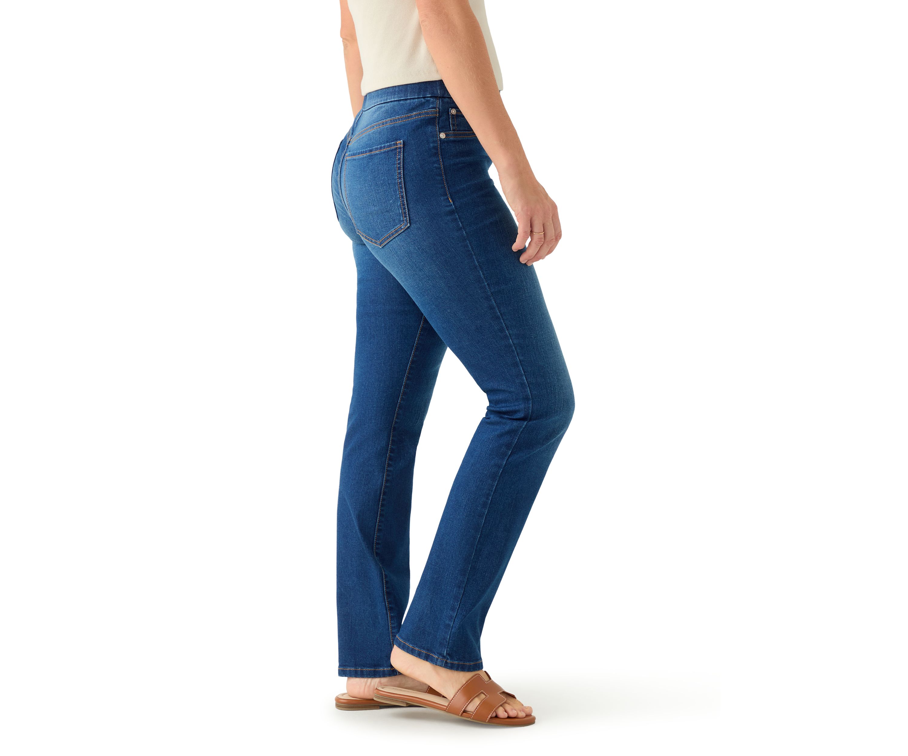 Womens Pull On Straight Leg Jeans