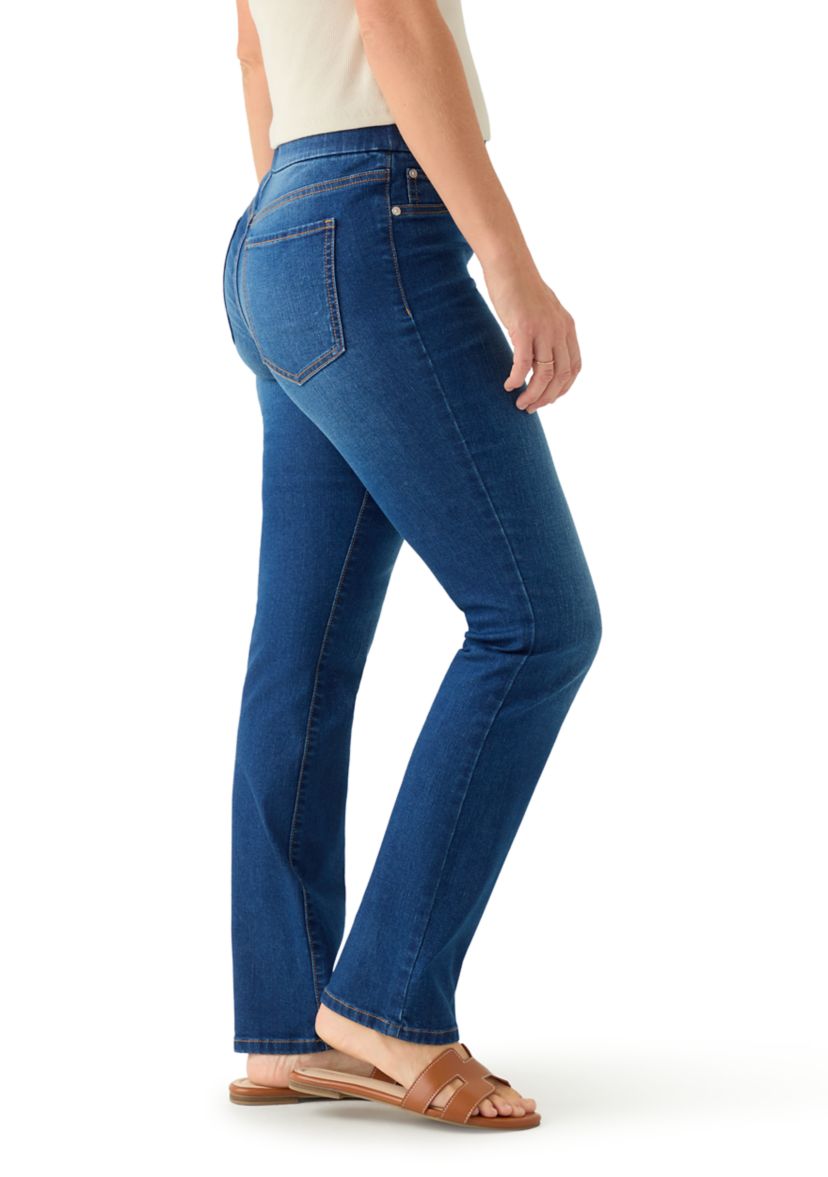 Womens Pull On Straight Leg Jeans