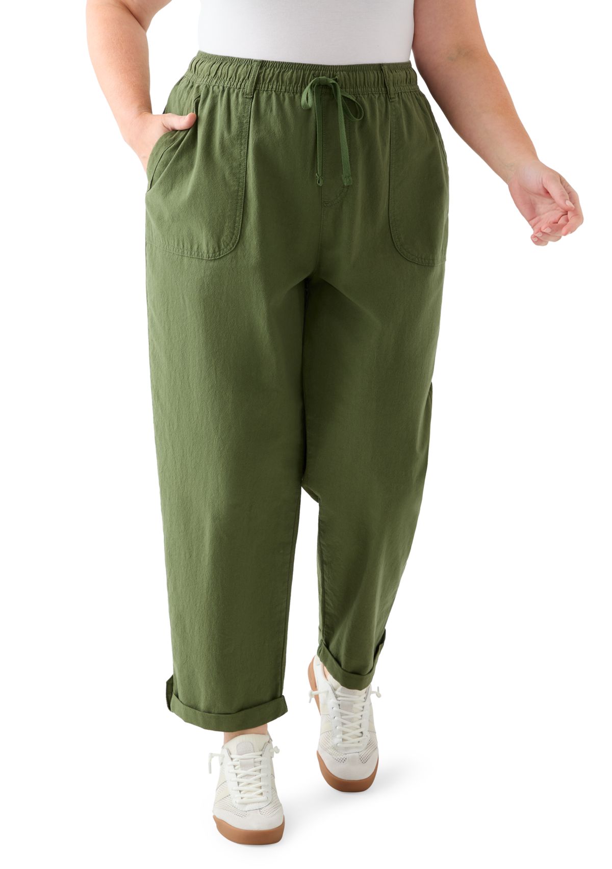 Plus Size Sheeting Ankle Pants