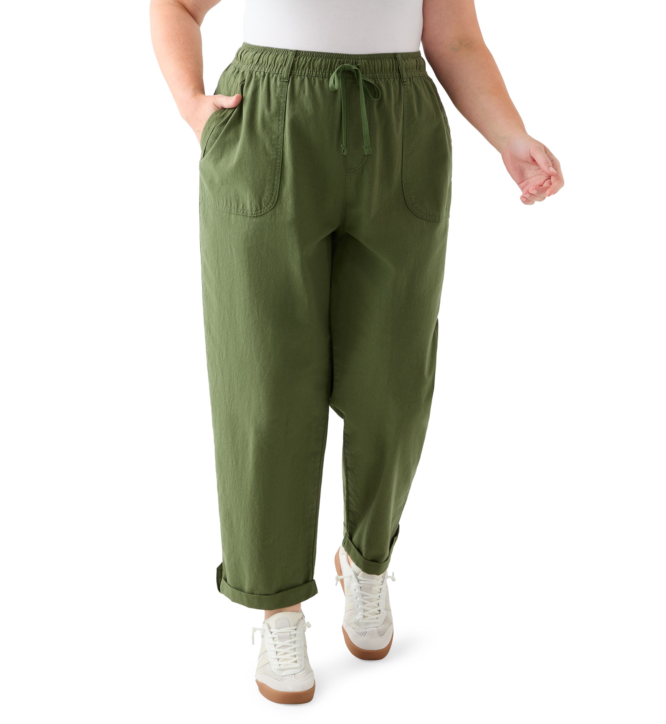 Plus Size Sheeting Ankle Pants