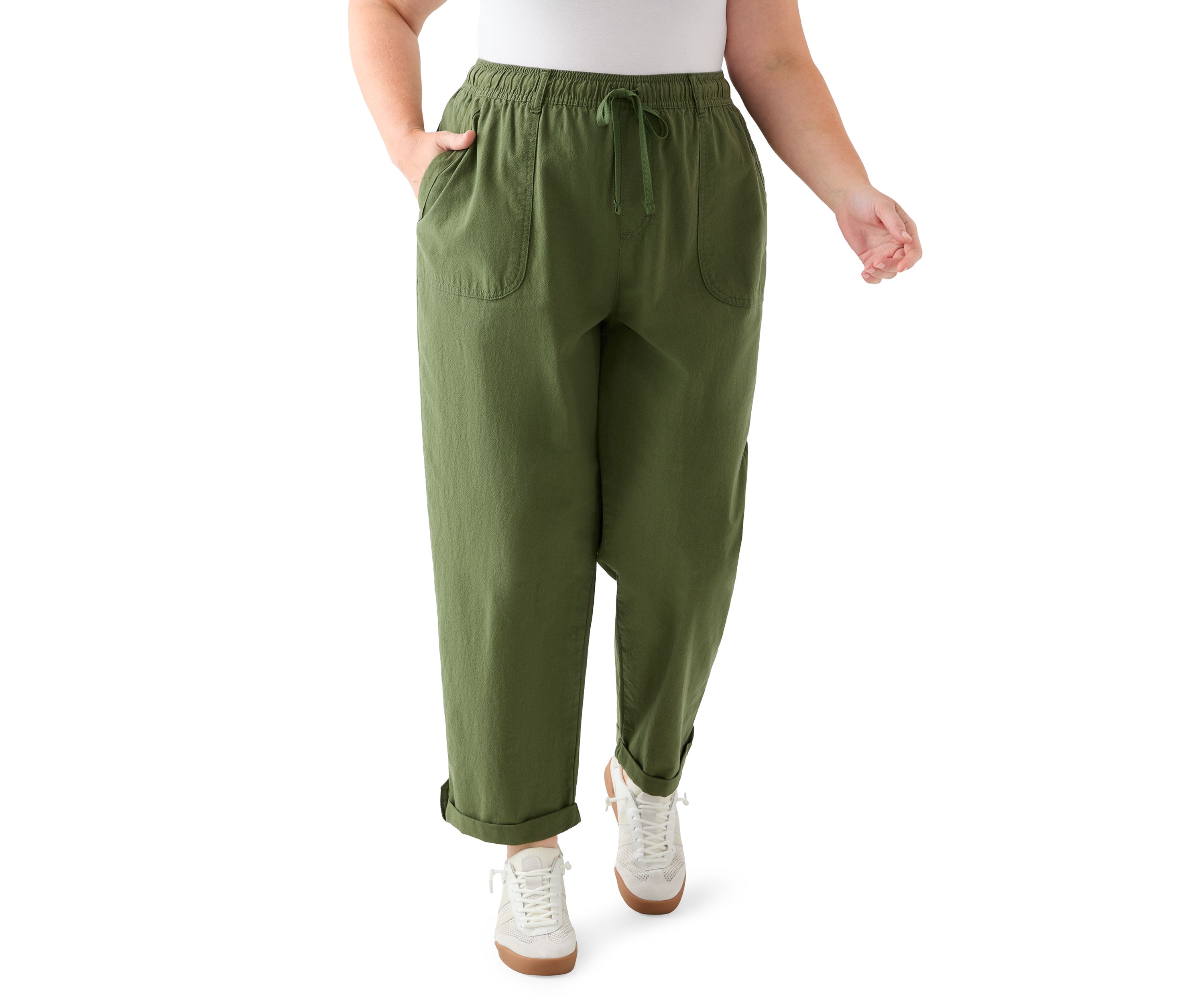 Plus Size Sheeting Ankle Pants