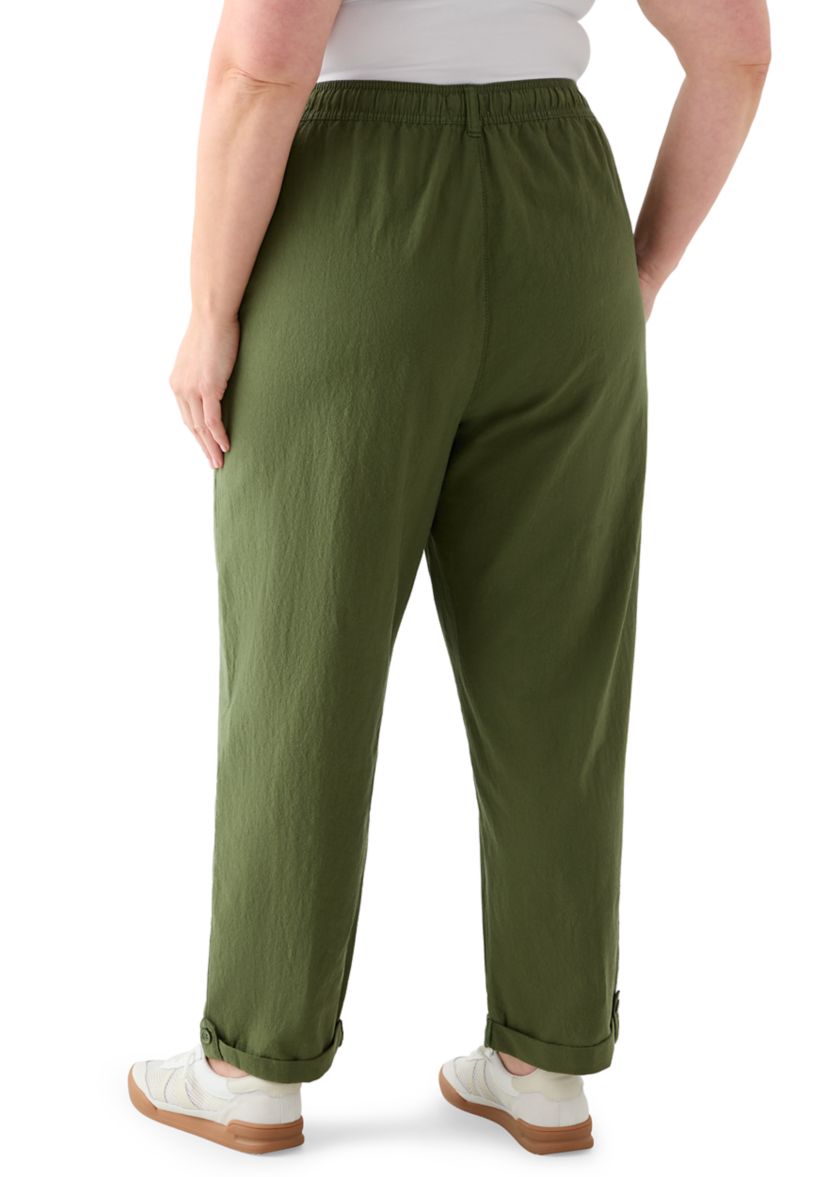 Plus Size Sheeting Ankle Pants
