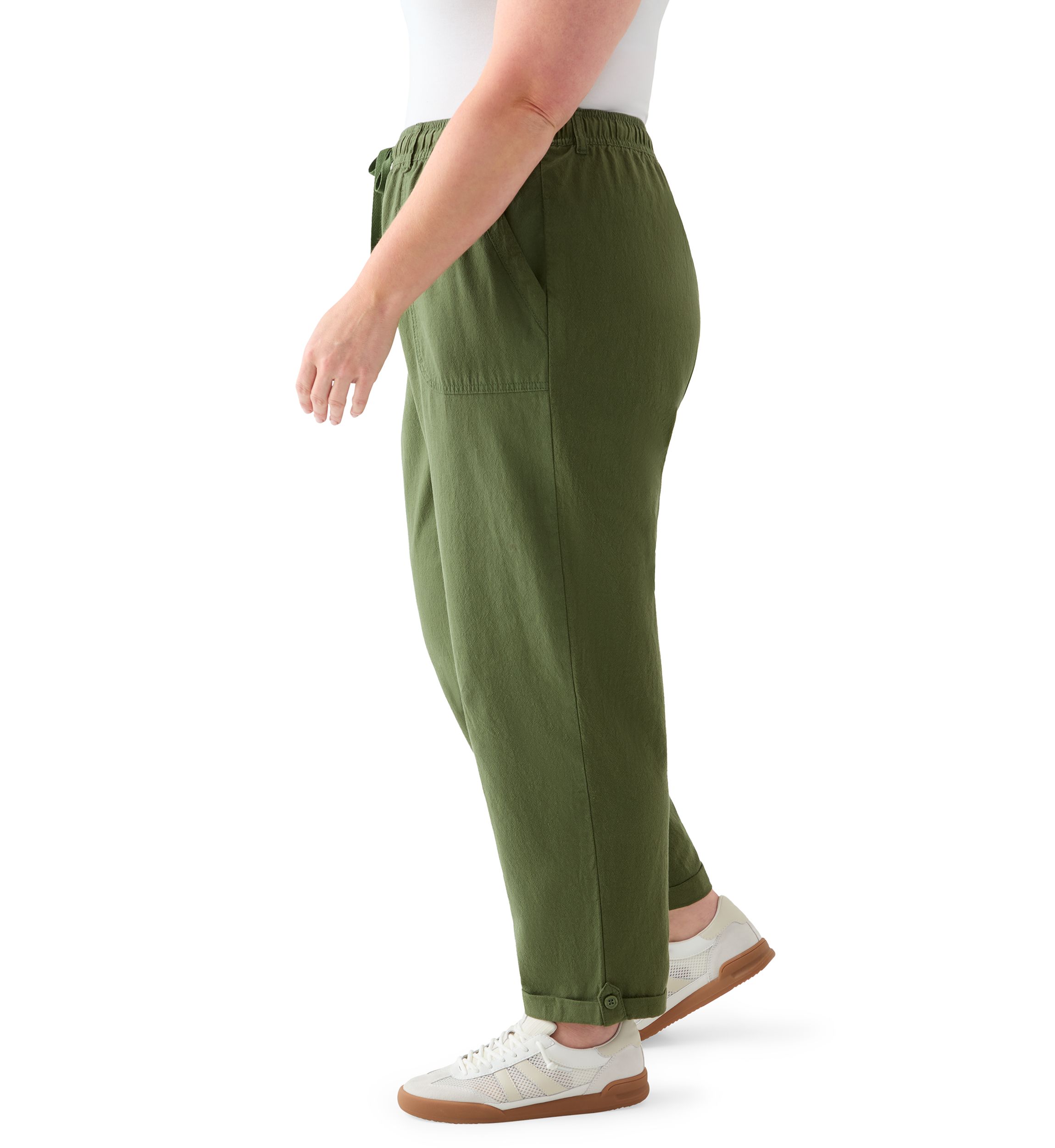 Plus Size Sheeting Ankle Pants