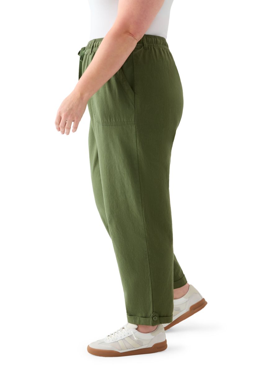 Plus Size Sheeting Ankle Pants