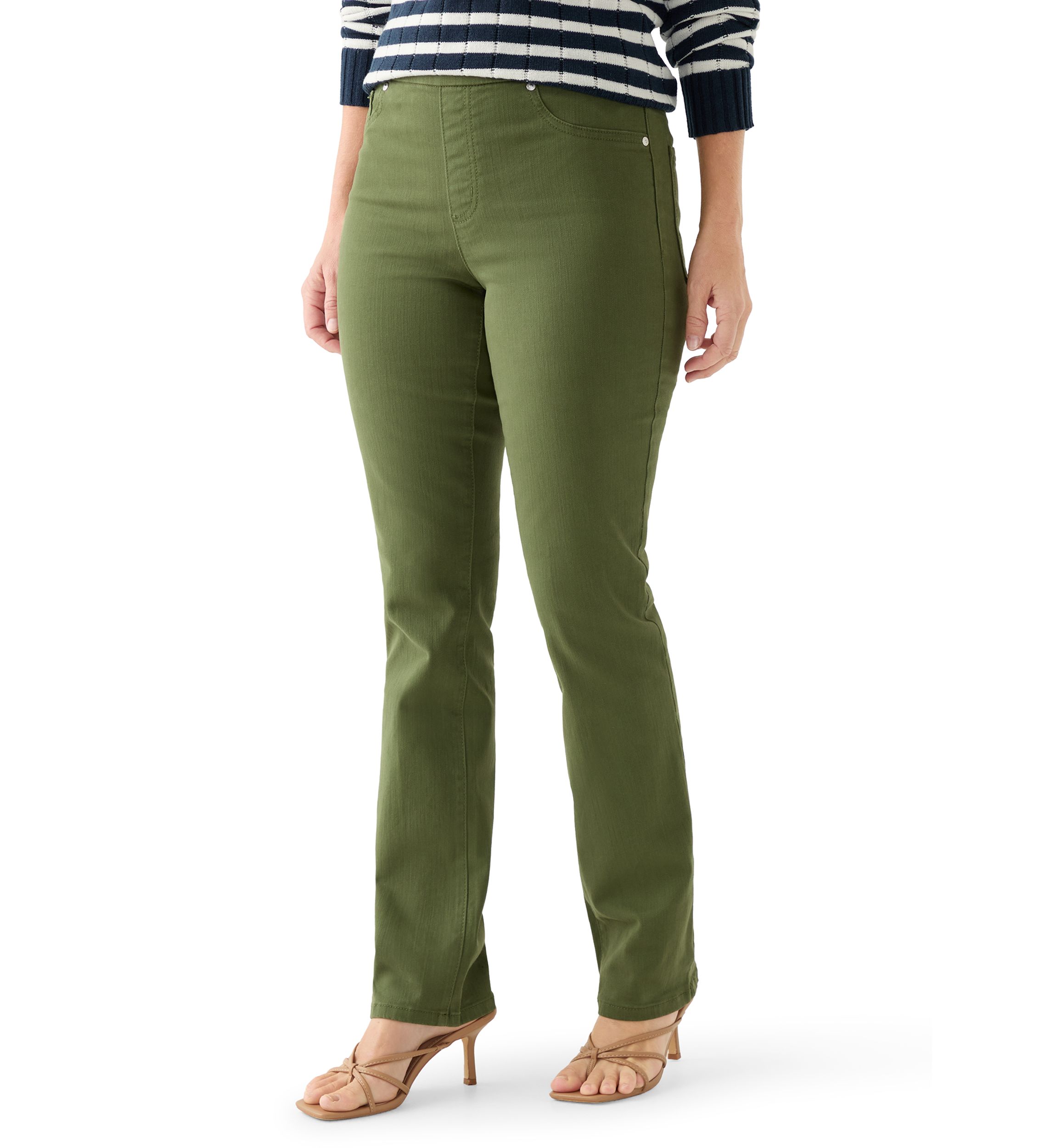  Womens Pull On Straight Leg Jeans 