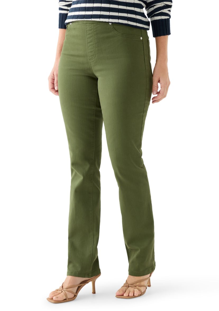  Womens Pull On Straight Leg Jeans 