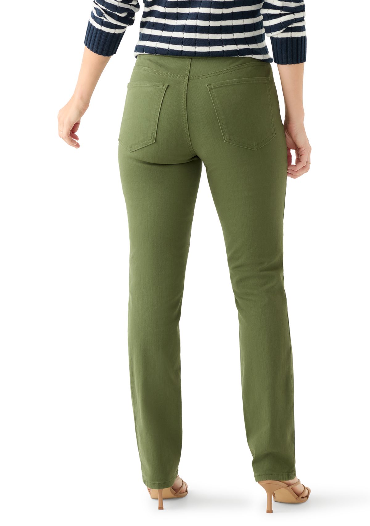  Womens Pull On Straight Leg Jeans 